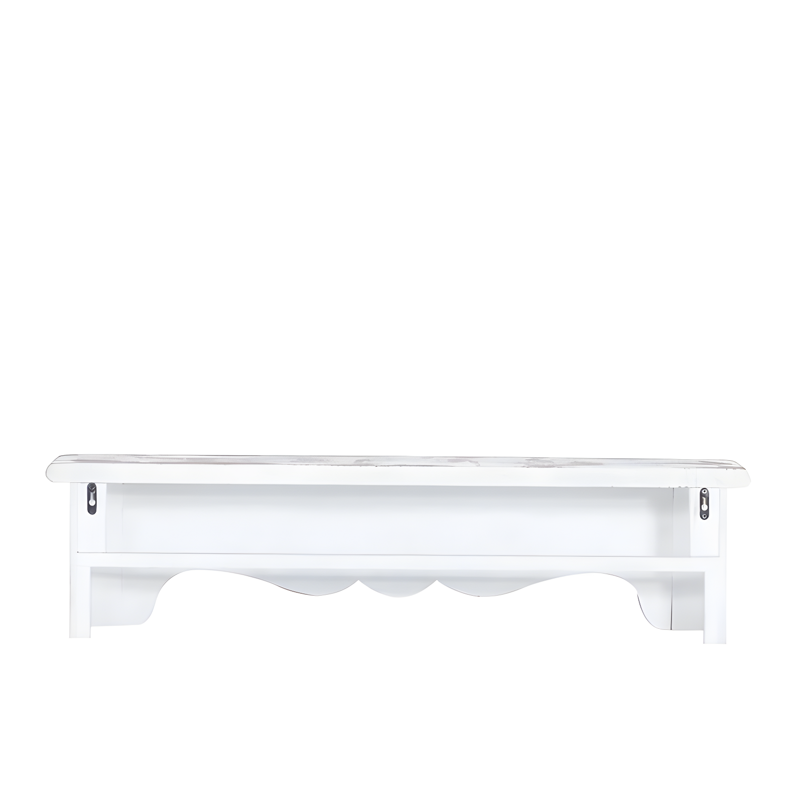 One Allium Way® Goodland White Wood 1 Shelf Scroll Wall Shelf 36" x 6" x 9"
