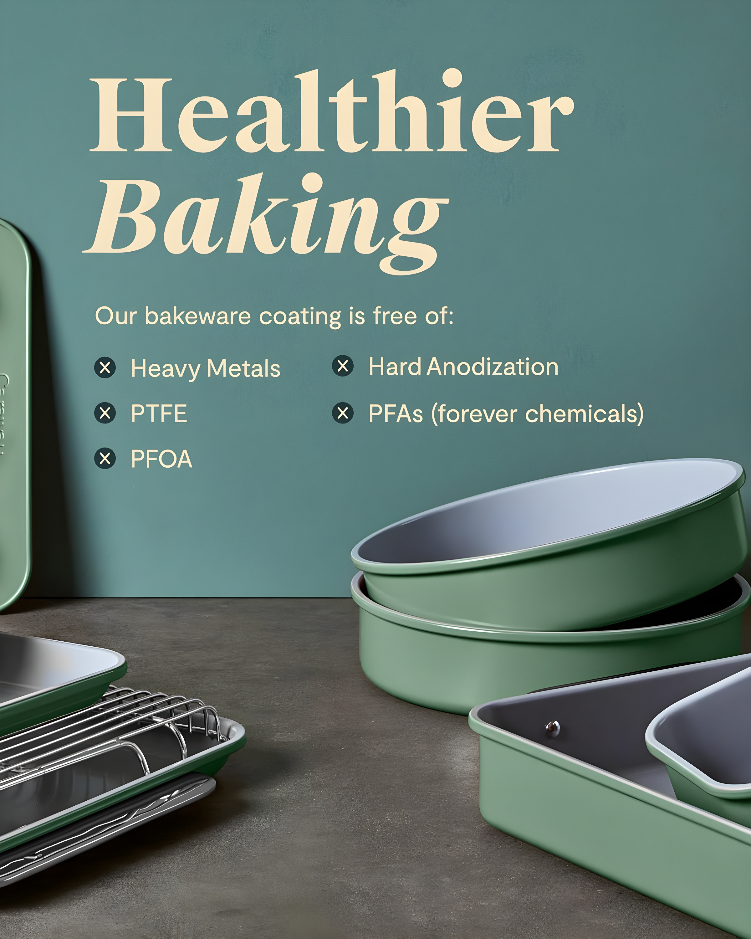 Caraway Sage Non-Toxic Ceramic Non-Stick Mini 5-Piece Bakeware Set