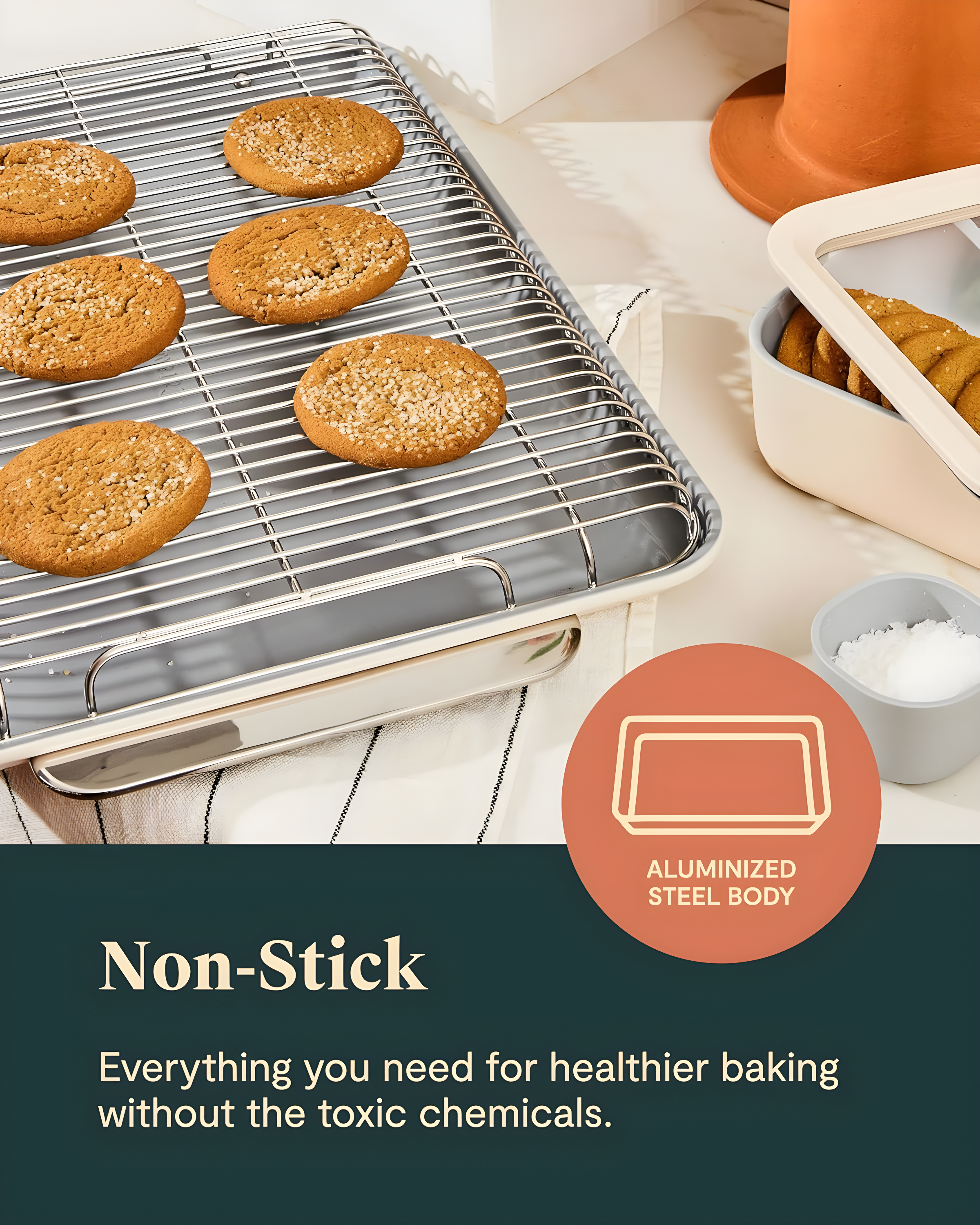 Caraway Sage Non-Toxic Ceramic Non-Stick Mini 5-Piece Bakeware Set