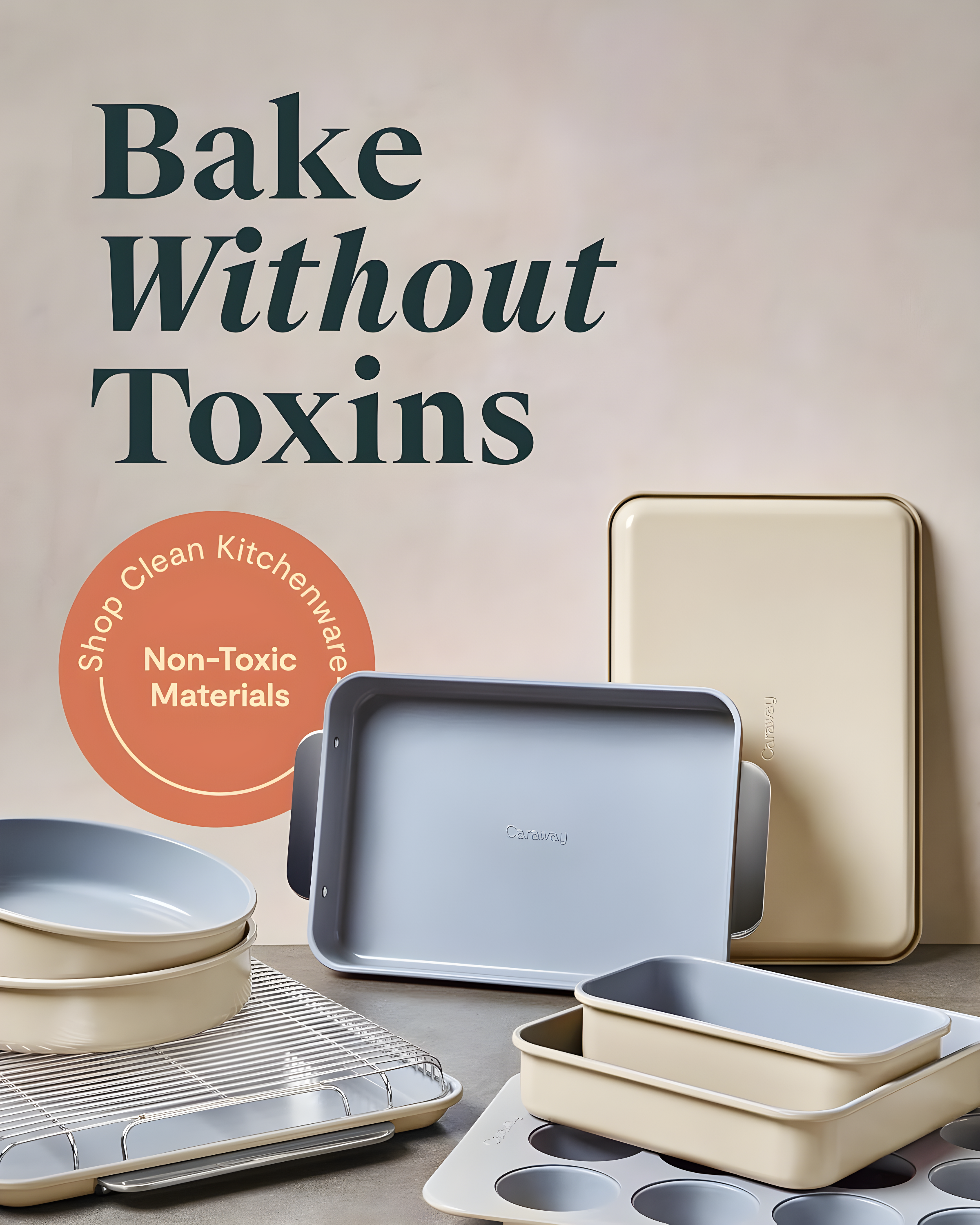 Caraway Sage Non-Toxic Ceramic Non-Stick Mini 5-Piece Bakeware Set