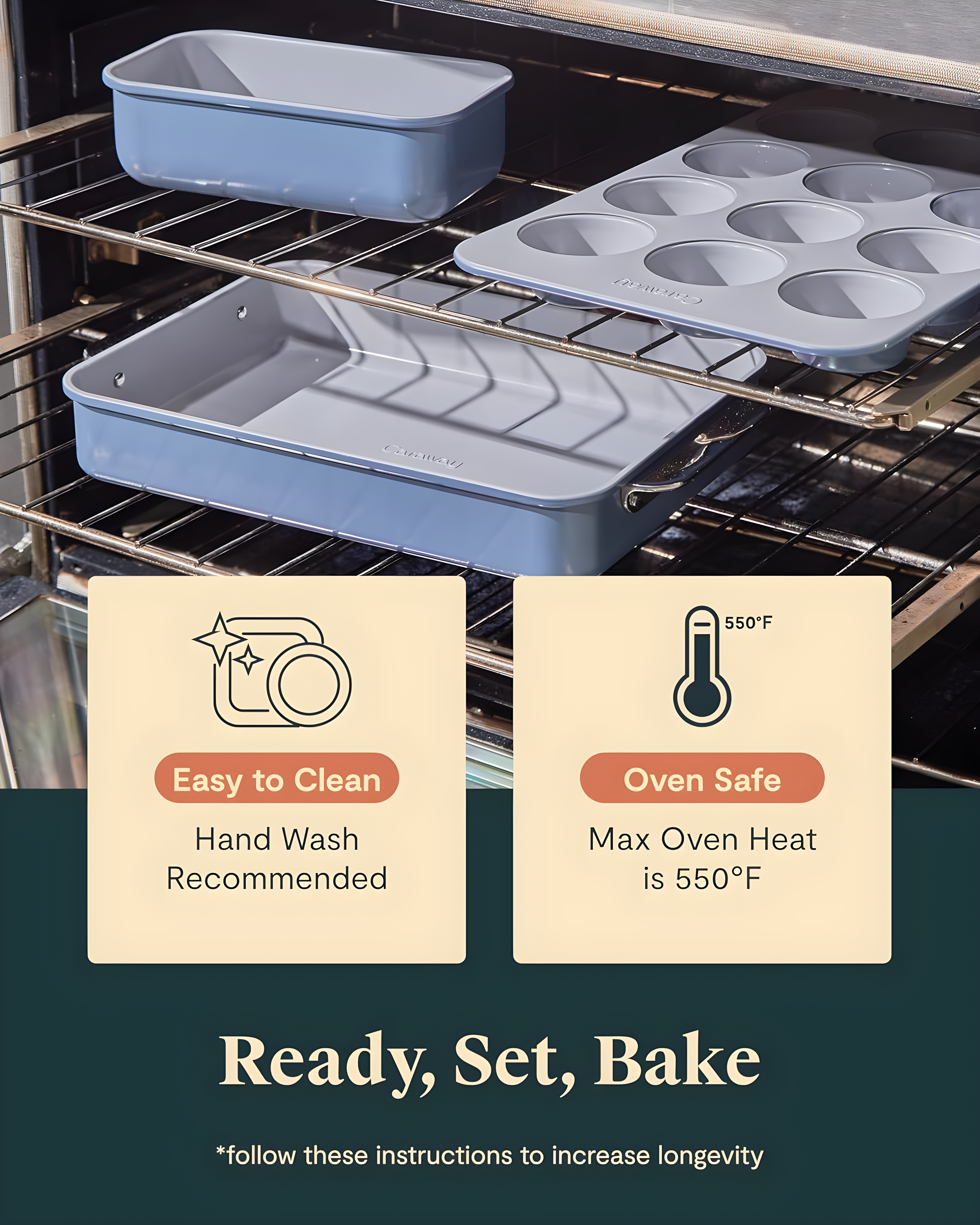 Caraway Sage Non-Toxic Ceramic Non-Stick Mini 5-Piece Bakeware Set