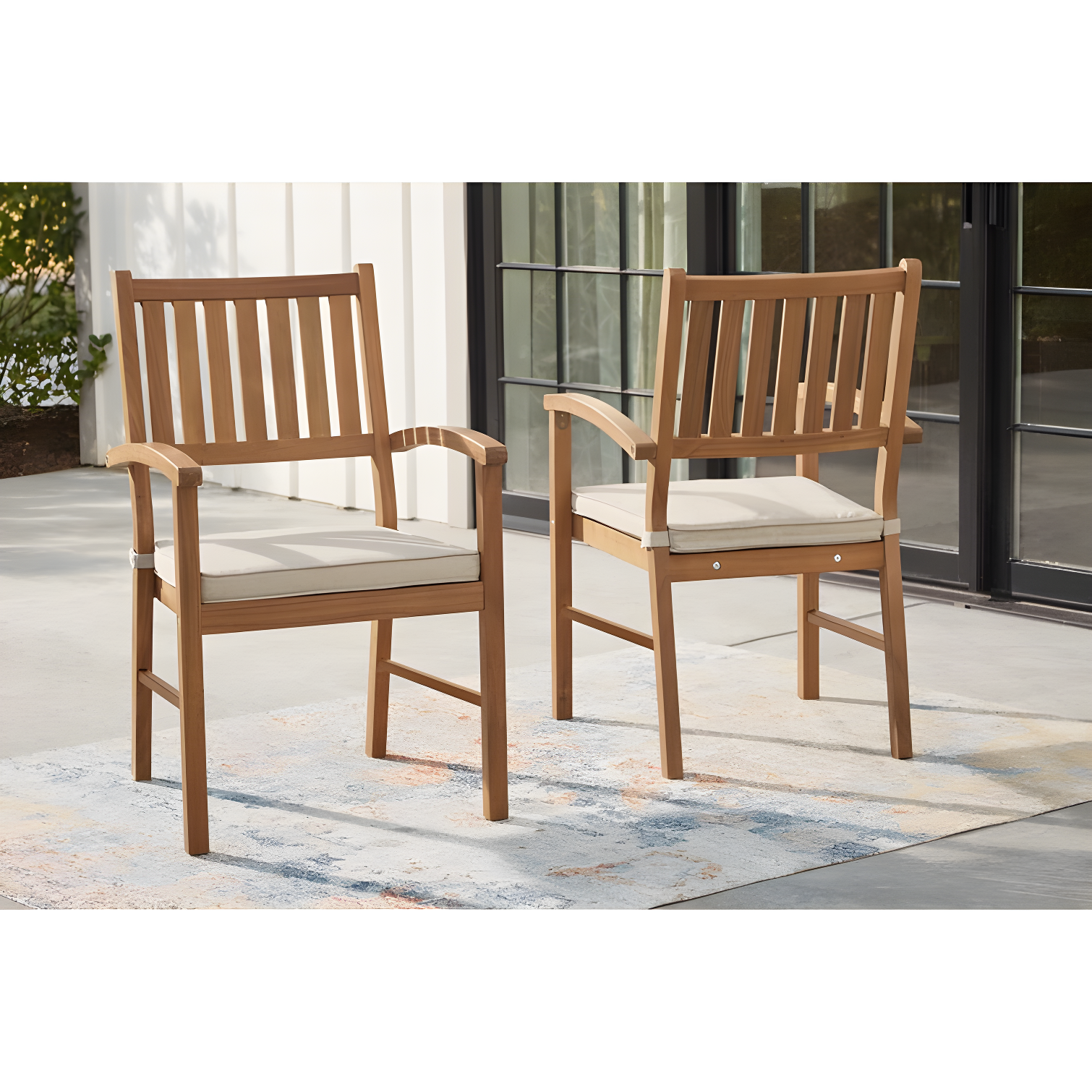 Gennine Outdoor Dining Armchair with Cushion (Set of 2)