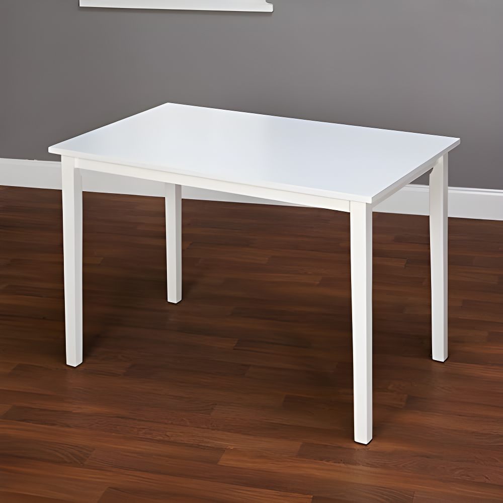 Buylateral Shaker Rectangular Dining Table White: Transitional Style, Rubberwood, 4-Seat