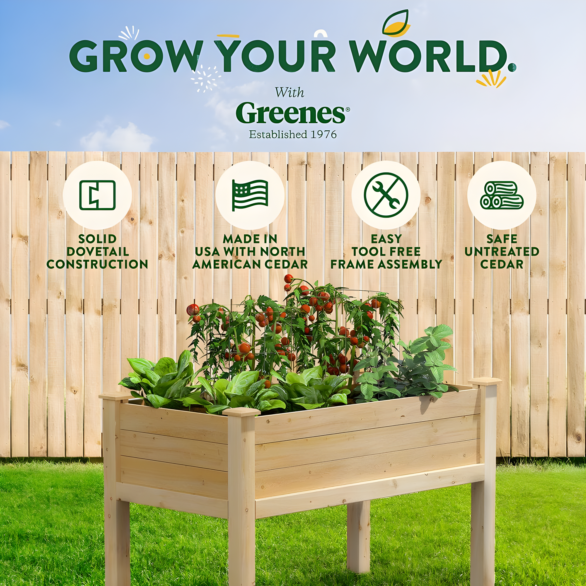 Greenes Fence Wood Elevated Planter