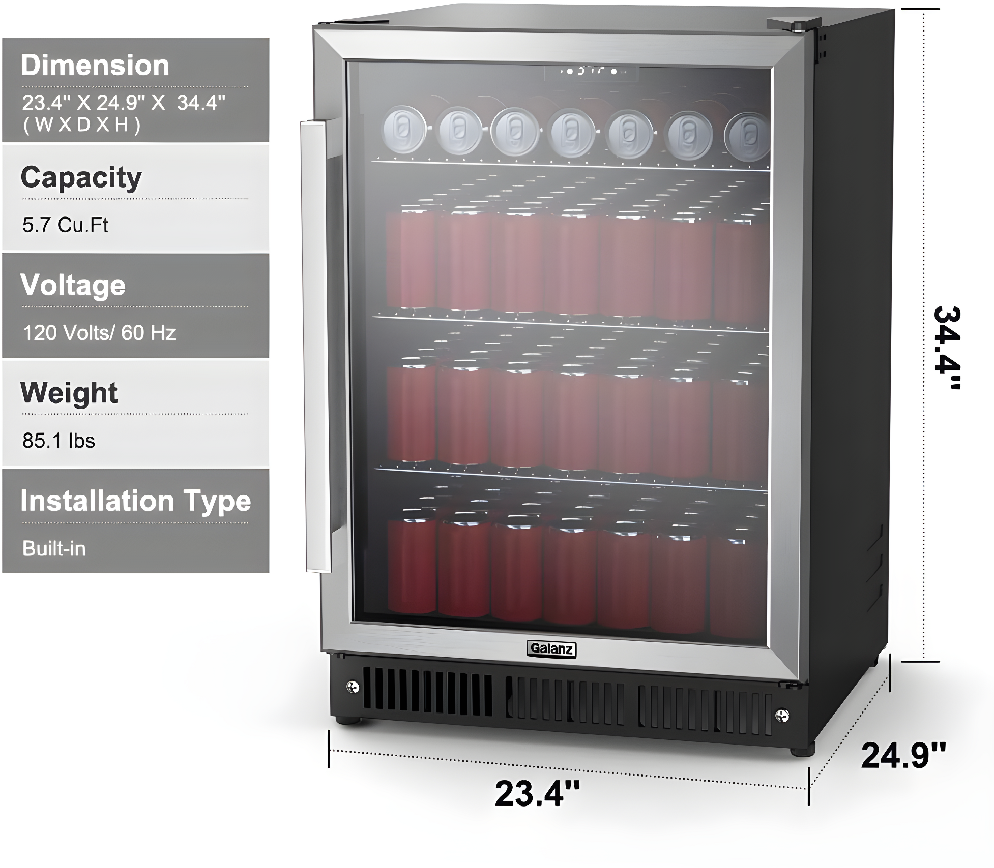 Galanz 167 Can 23" Undercounter Beverage Refrigerator