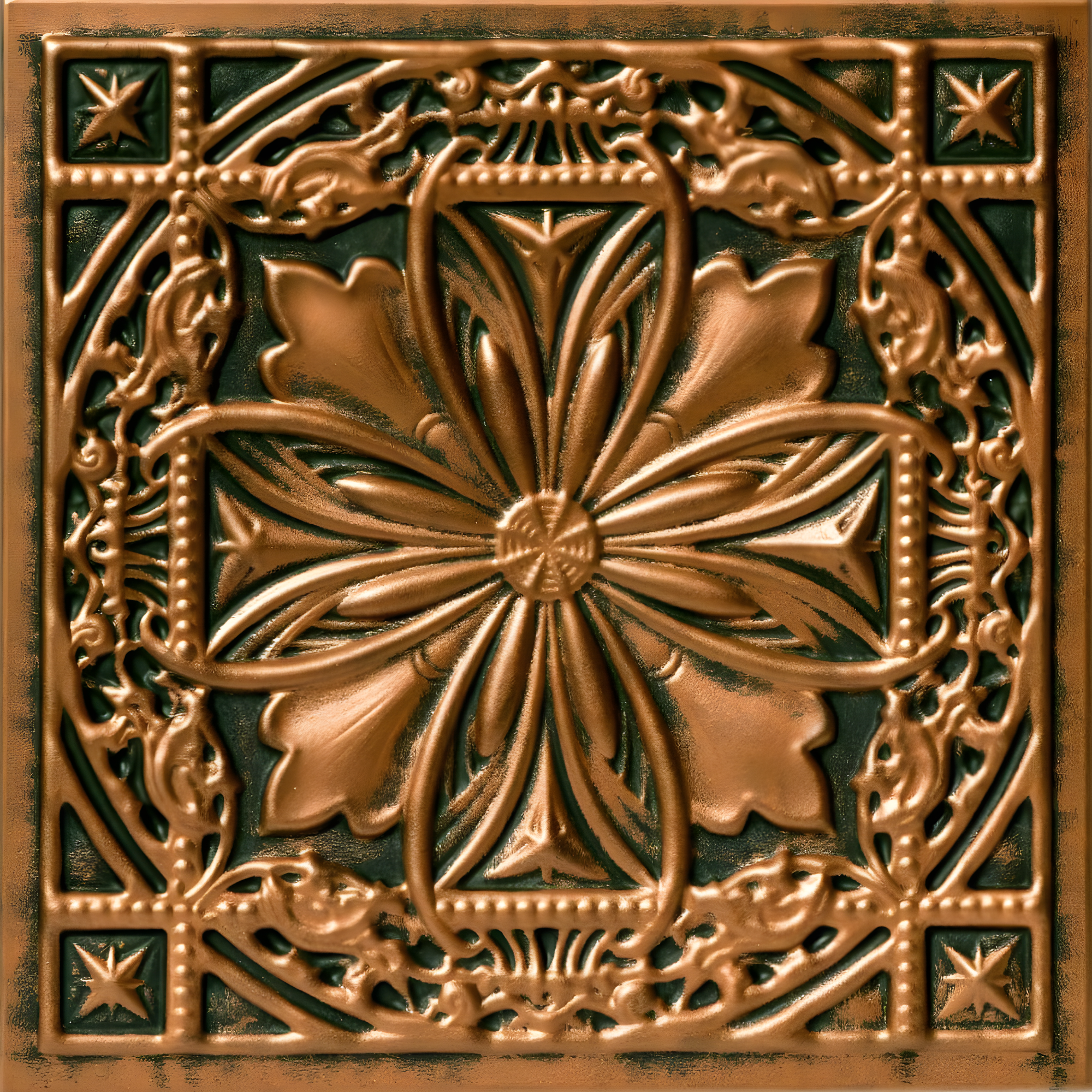 A La Maison Ceilings Lucas's Shield 19.63'' L x 19.63'' W Textured Polystyrene Glue Up Ceiling Tile (Set of 96)