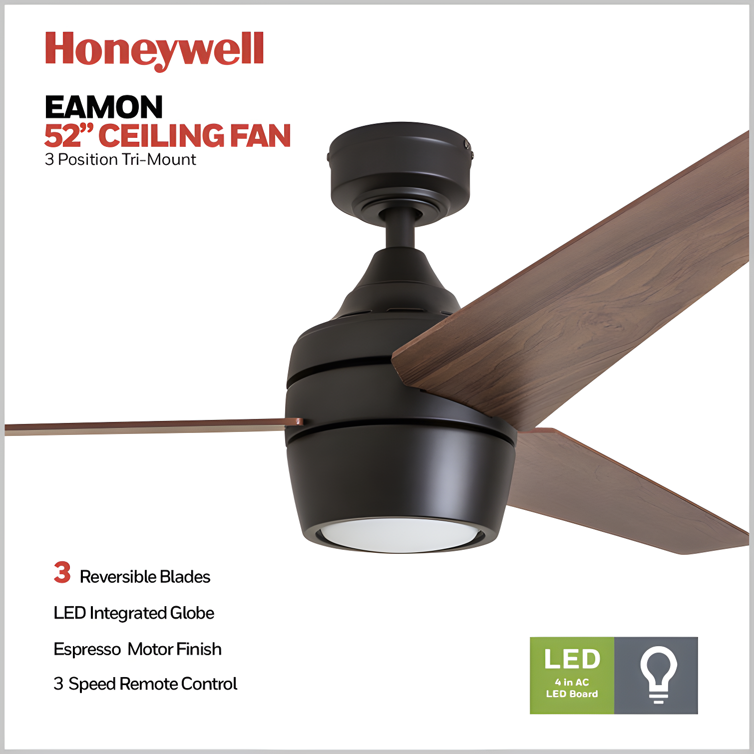 Eamon 52'' Ceiling Fan with LED Lights and Remote Control