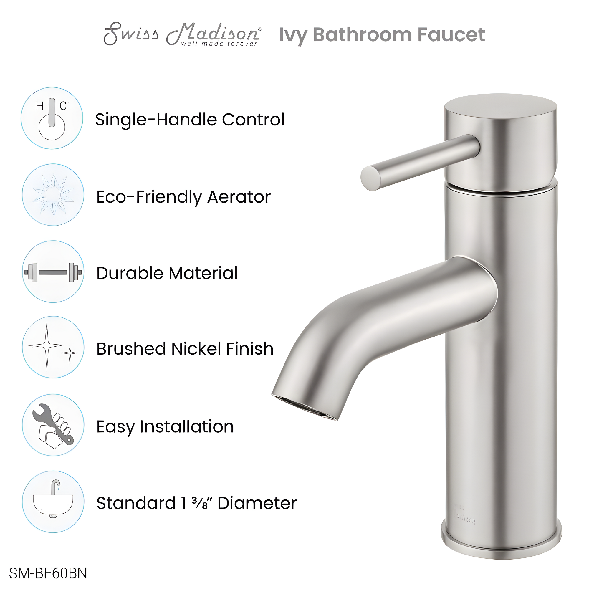 Ivy Single Hole, Single-Handle, Bathroom Faucet