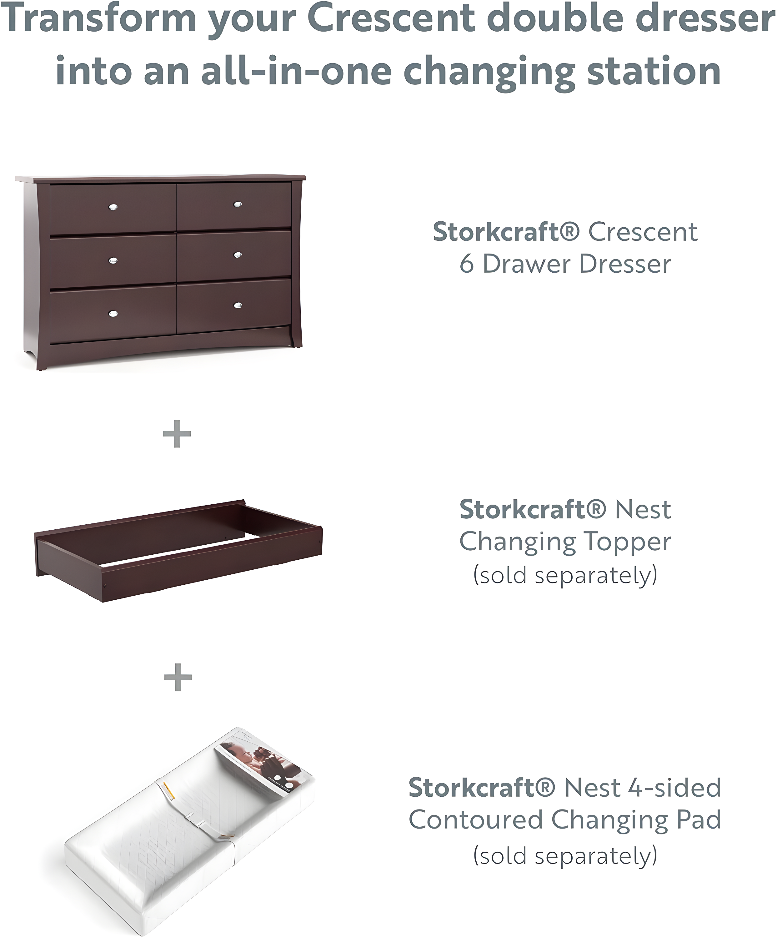 Crescent 6 Drawer Double Dresser