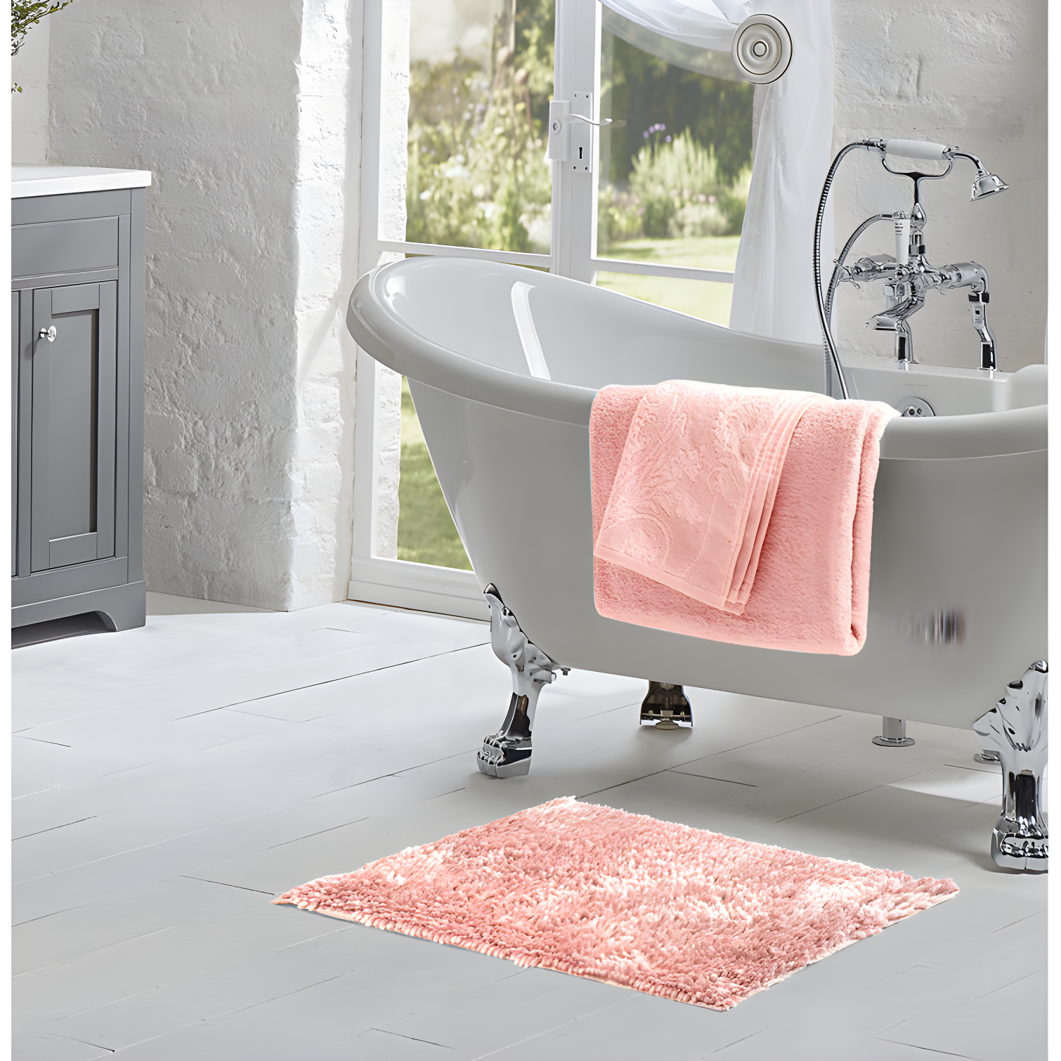 Laura Ashley Butter Chenille Bath Rug