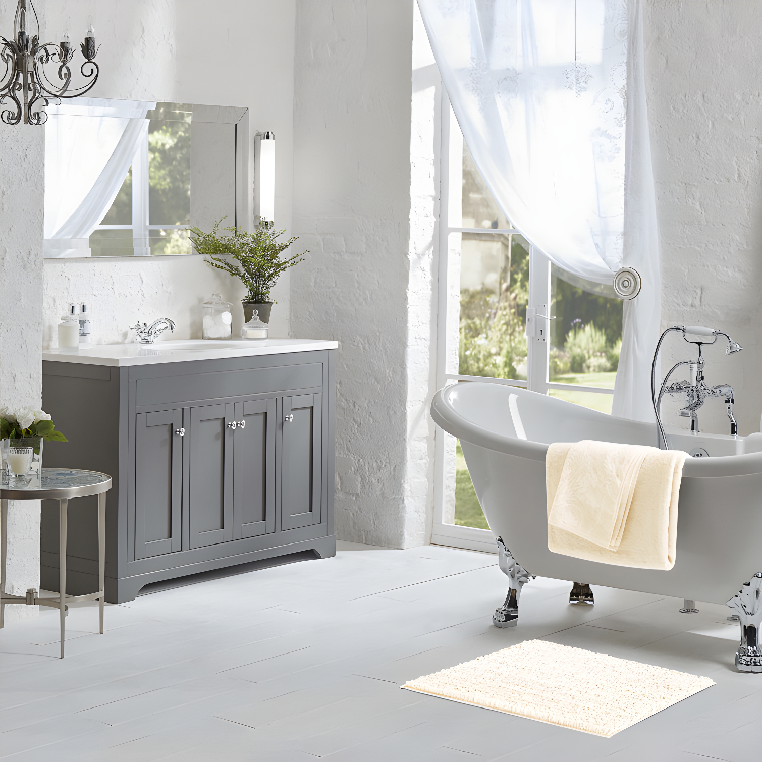 Laura Ashley Butter Chenille Bath Rug