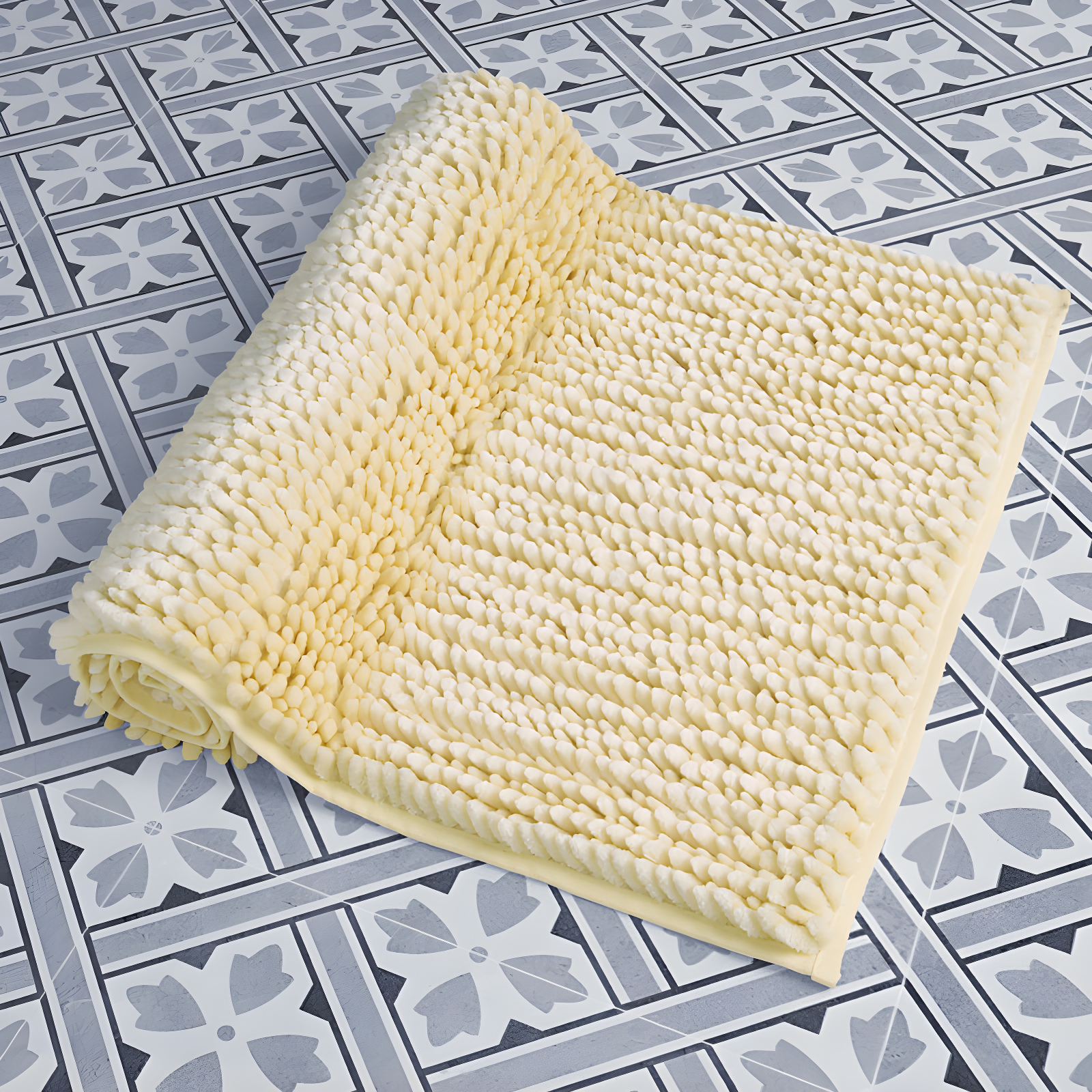 Laura Ashley Butter Chenille Bath Rug