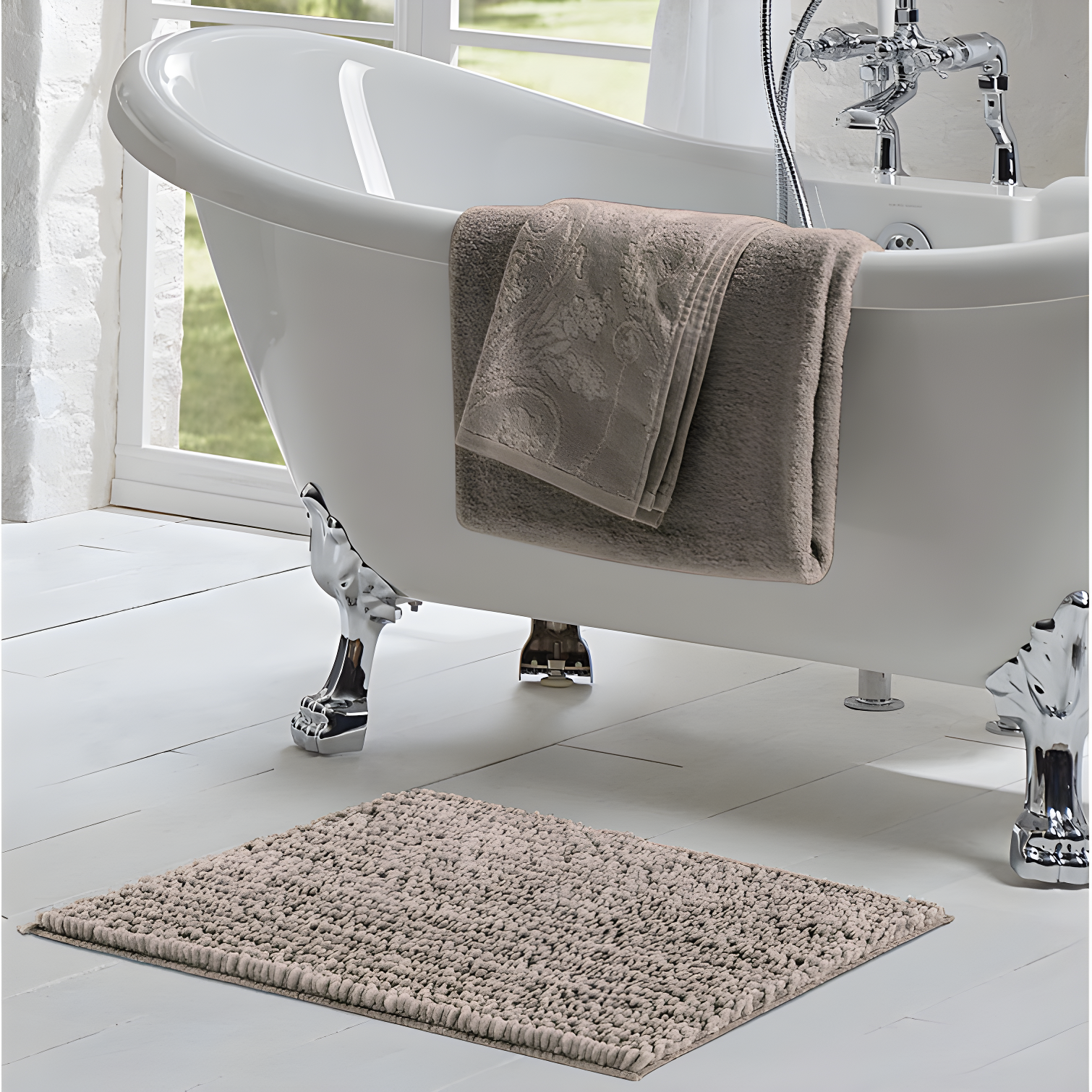 Laura Ashley Butter Chenille Bath Rug