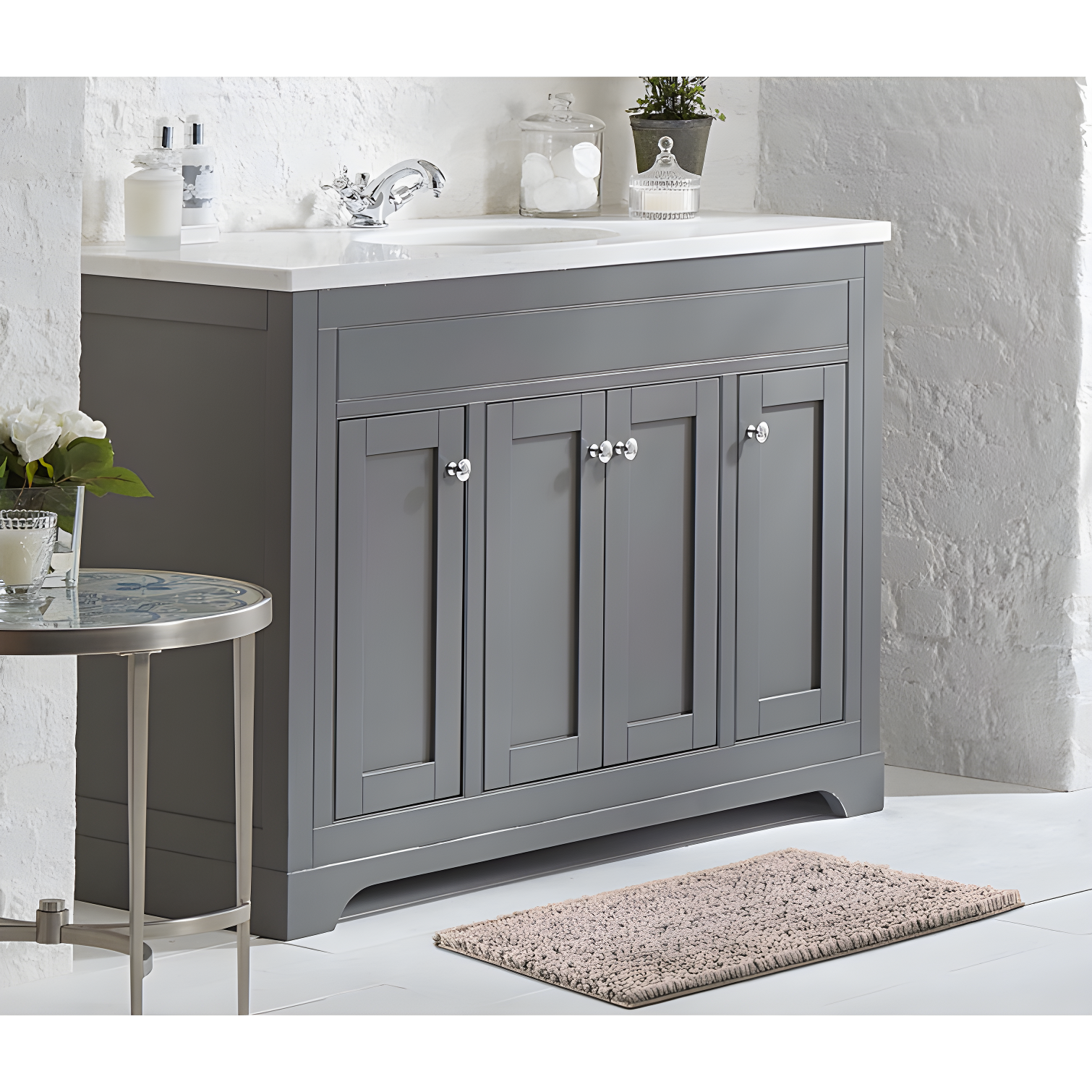 Laura Ashley Butter Chenille Bath Rug