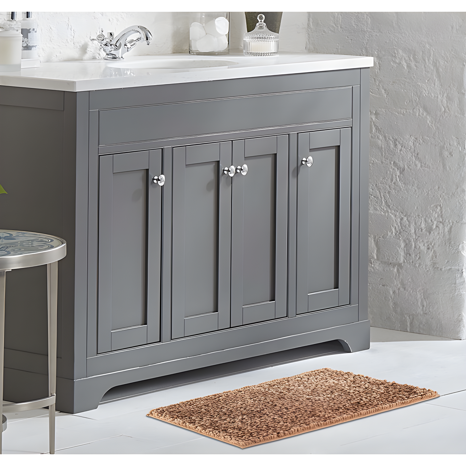 Laura Ashley Butter Chenille Bath Rug