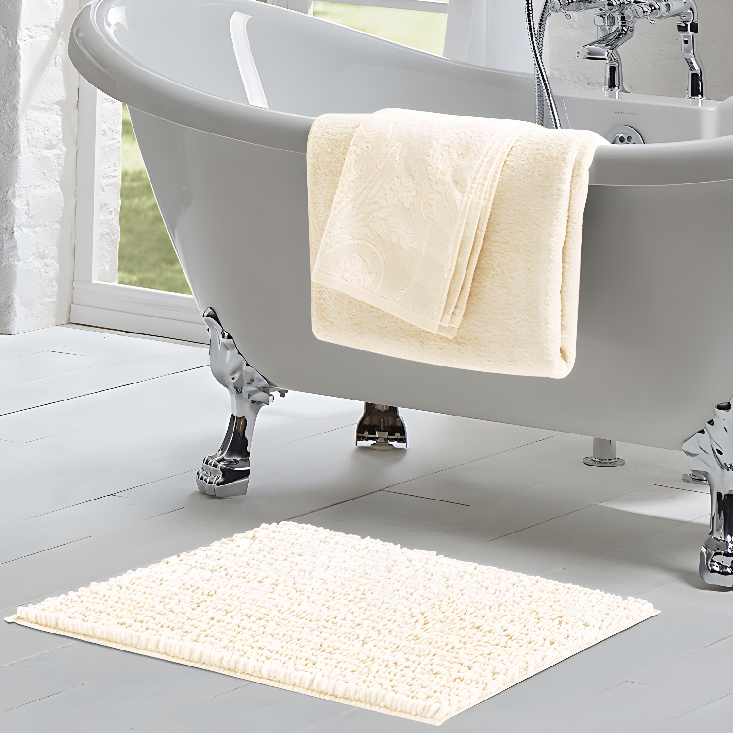 Laura Ashley Butter Chenille Bath Rug