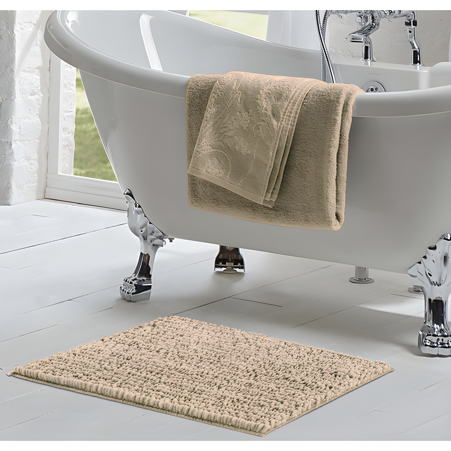 Laura Ashley Butter Chenille Bath Rug