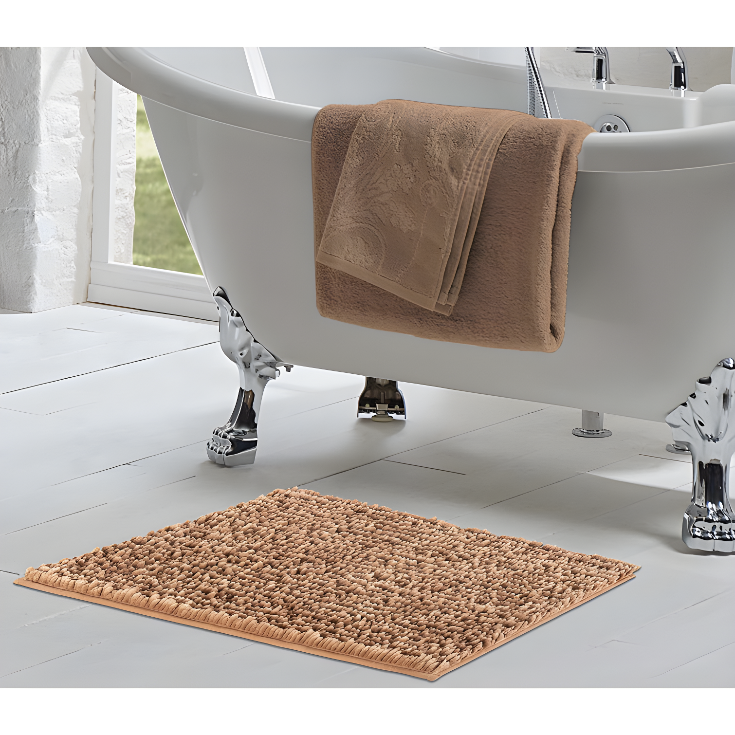 Laura Ashley Butter Chenille Bath Rug