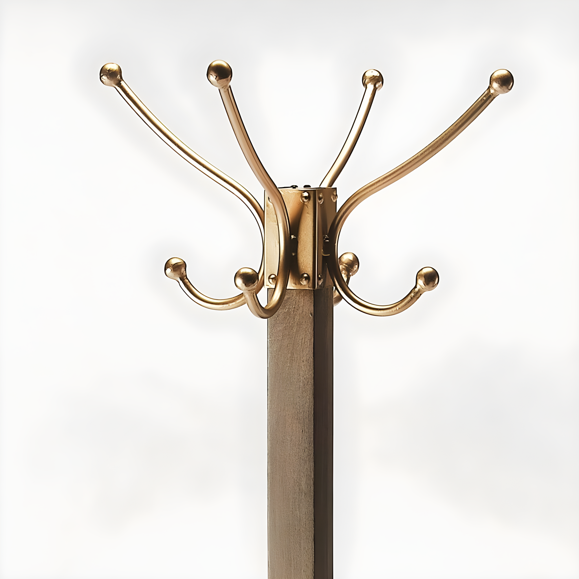 Antique Gold and Medium Brown Transitional Coat Rack