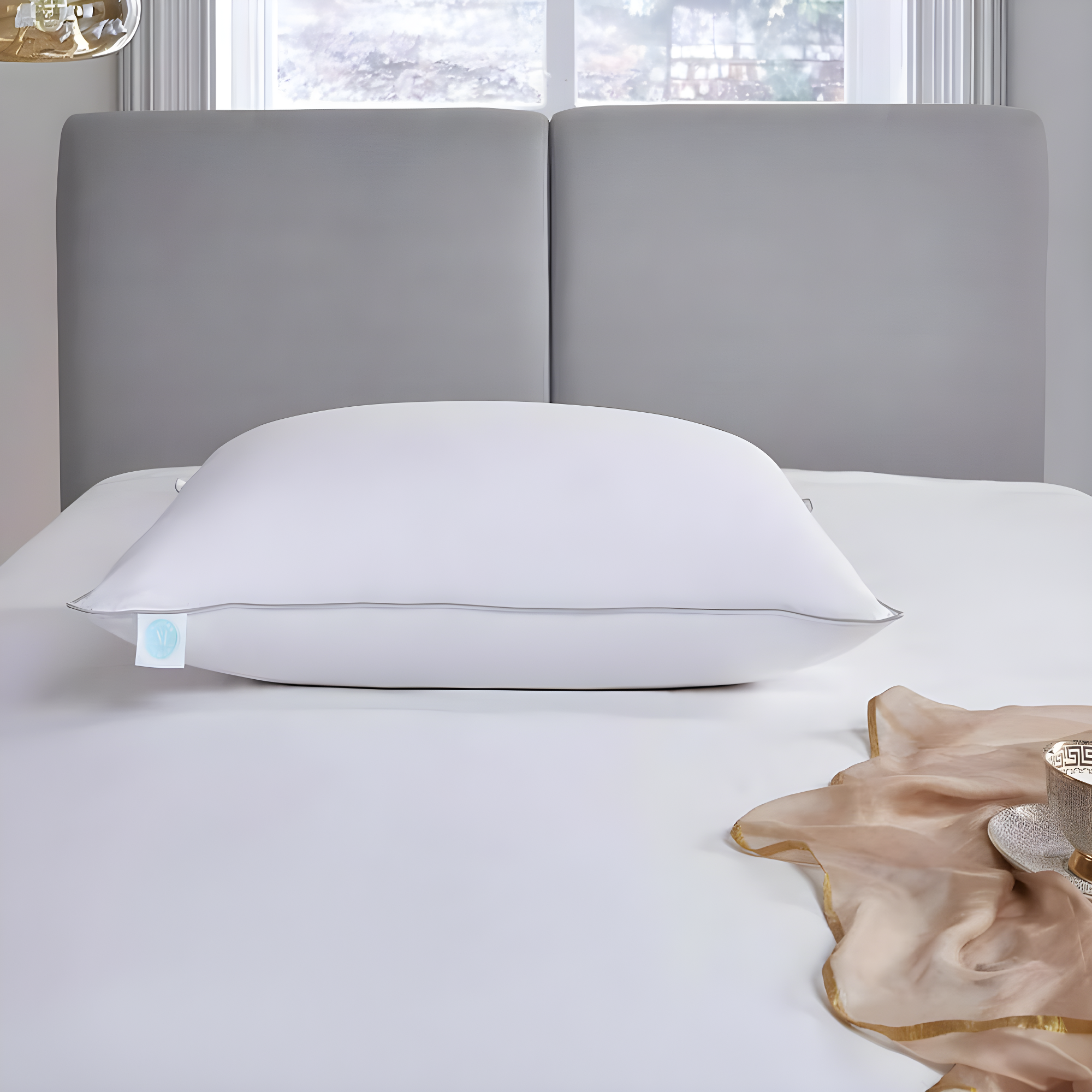 Martha Stewart King Medium/Firm Medium Firm Down Bed Pillow: 400 Thread Count Cotton, White Duck Feather & Down Fill