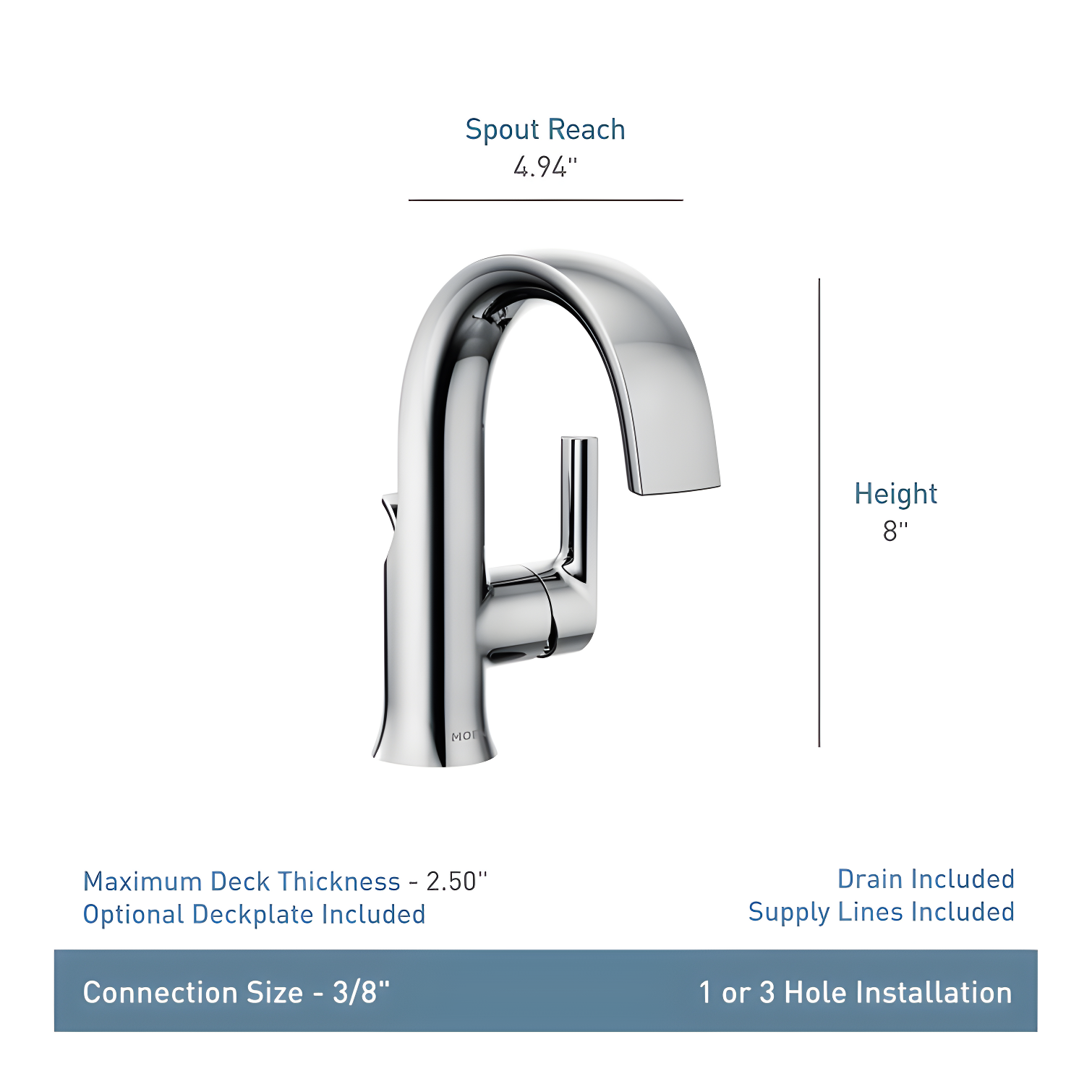 Doux Single Hole Bathroom Faucet with Drain Assembly