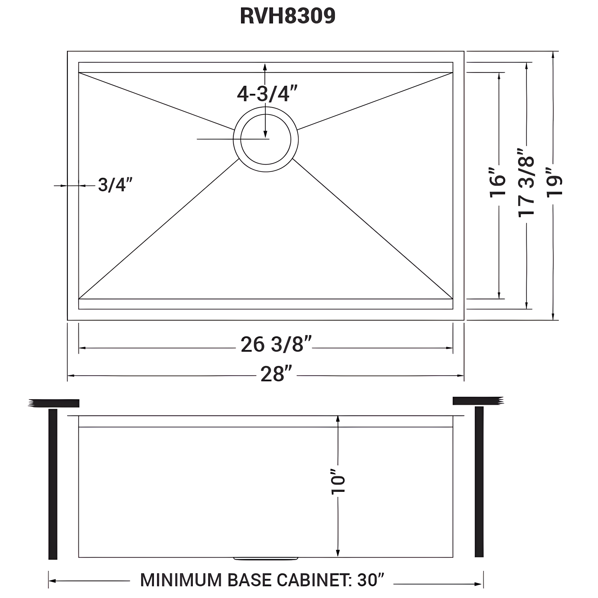 Ruvati RVH8309 Ruvati Workstation Undermount 16 Gauge Stainless Steel Kitchen Sink Single Bowl