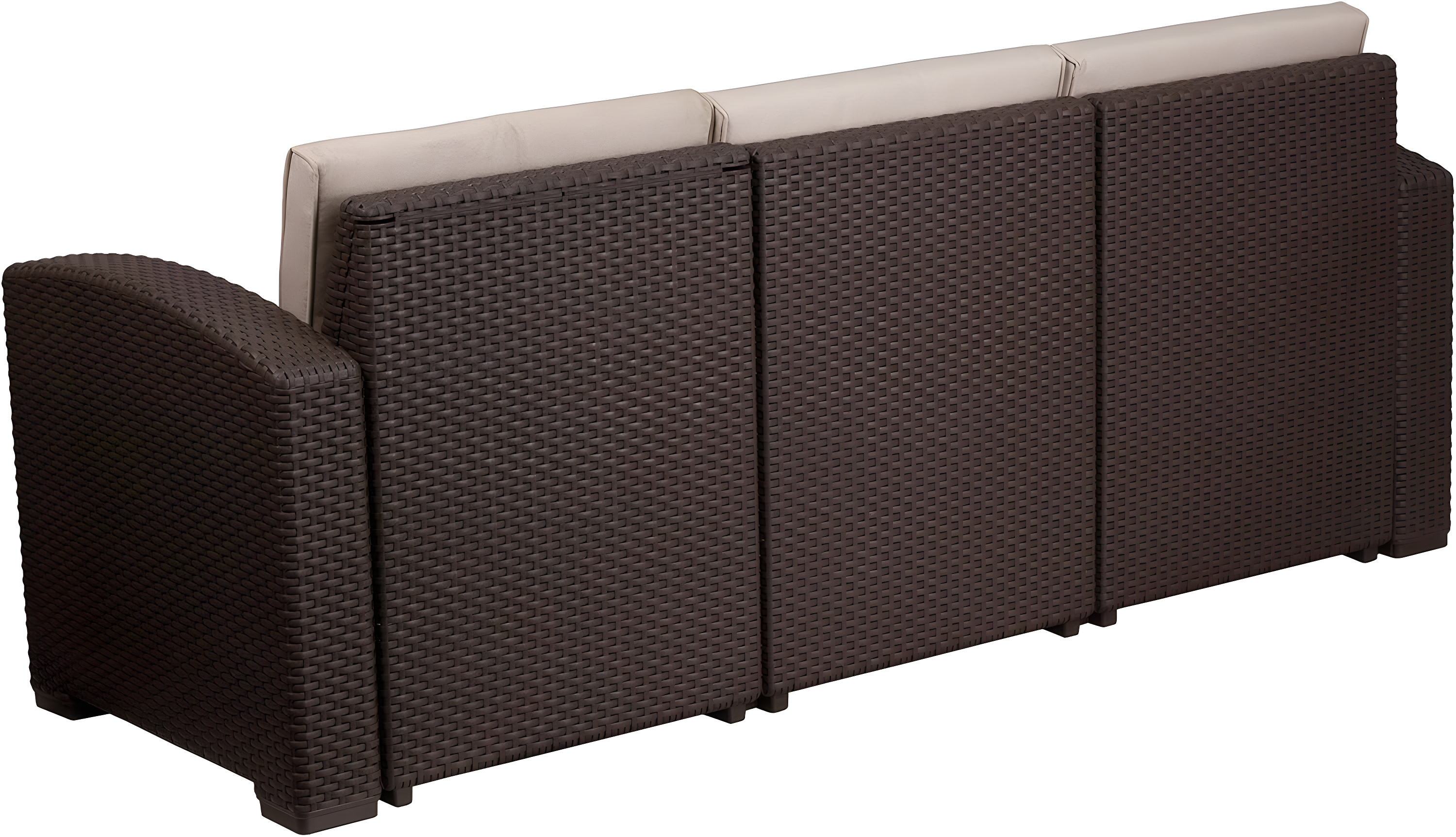 Flash Furniture Chocolate Brown Faux Rattan Sofa with All-Weather Beige Cushions
