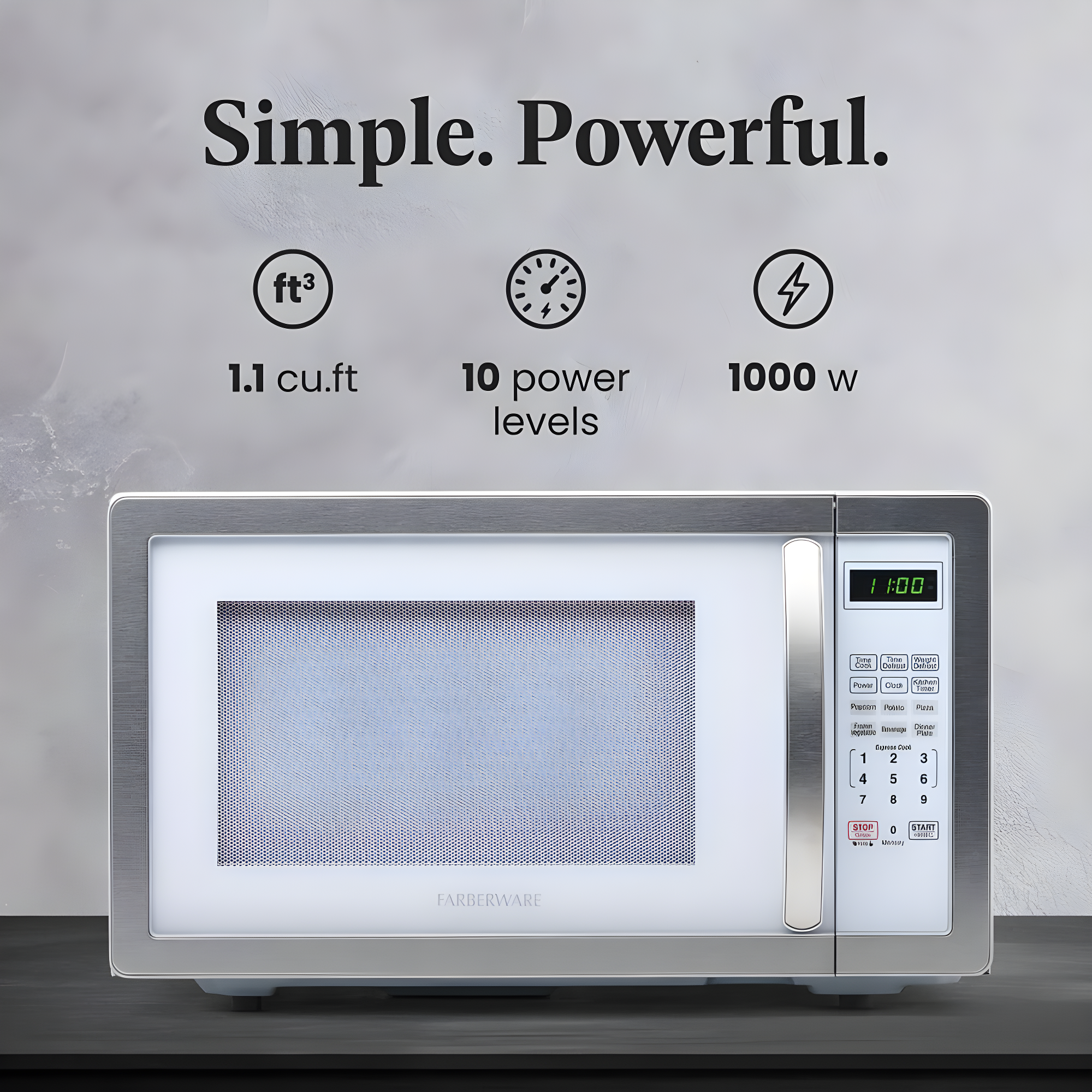 Farberware Farberware Classic Countertop Microwave Oven, 1.1 Cubic Feet cu. ft., 1000 watts, with Child Lock