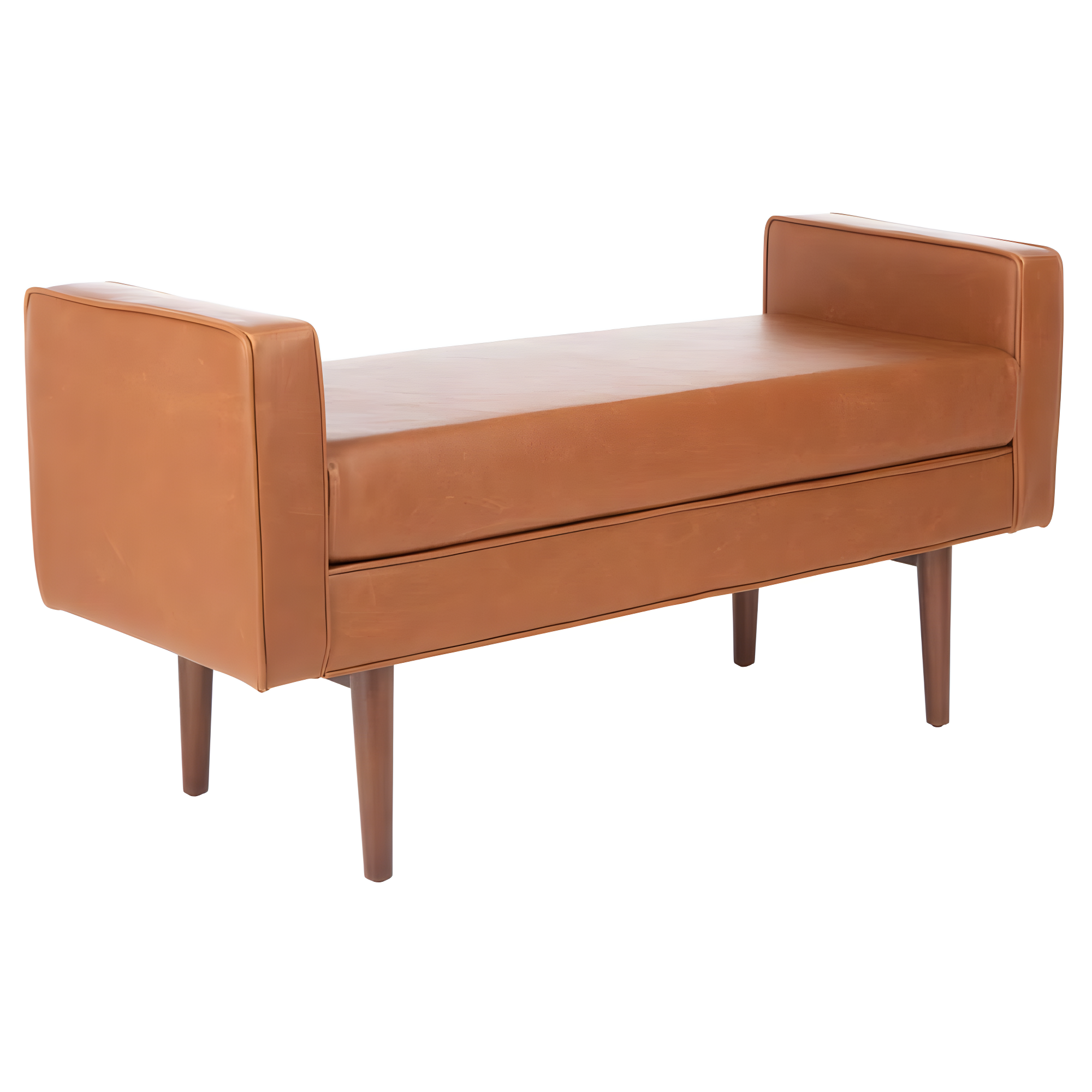 Henri Mid-Century Bench - Light Brown/Walnut - Safavieh