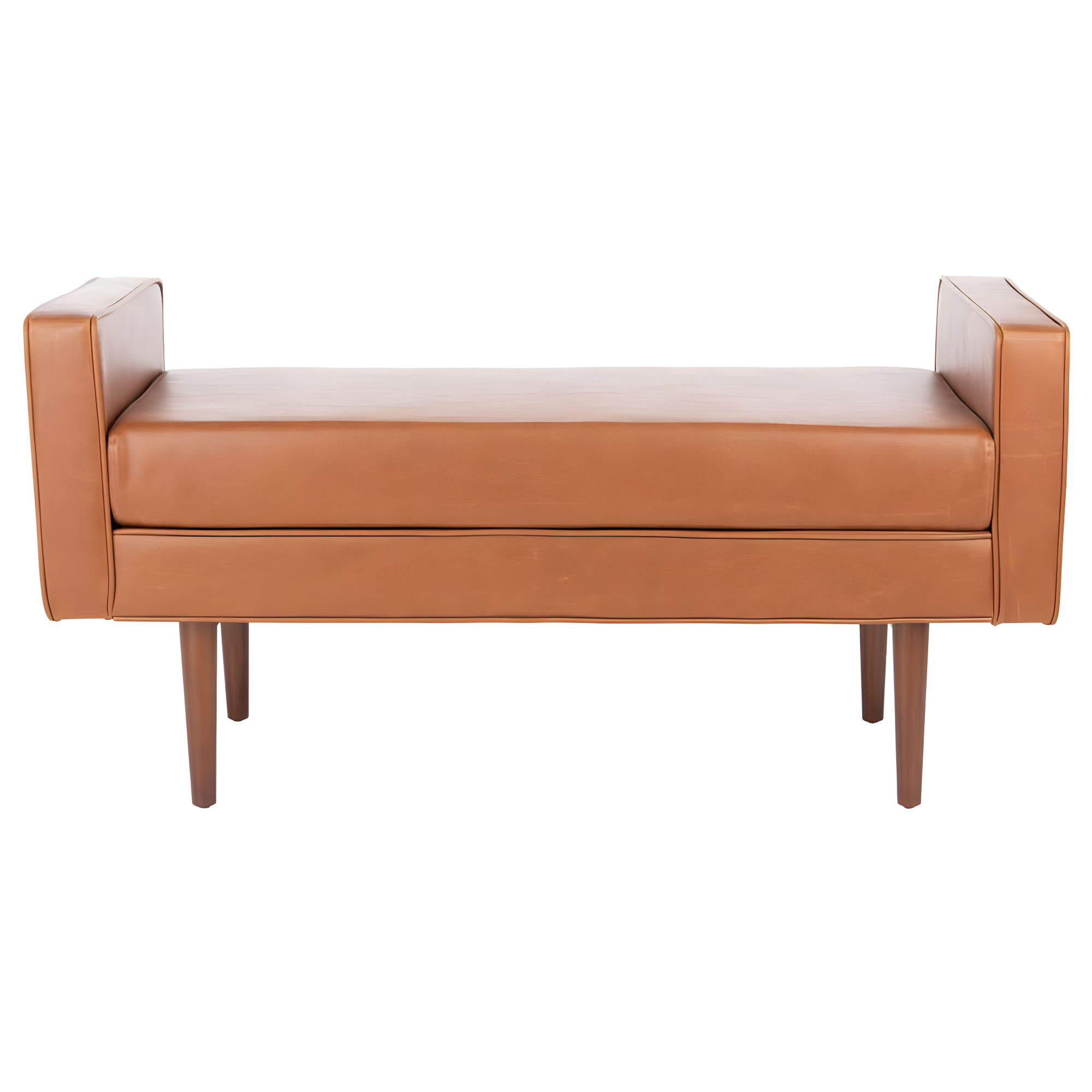 Henri Mid-Century Bench - Light Brown/Walnut - Safavieh