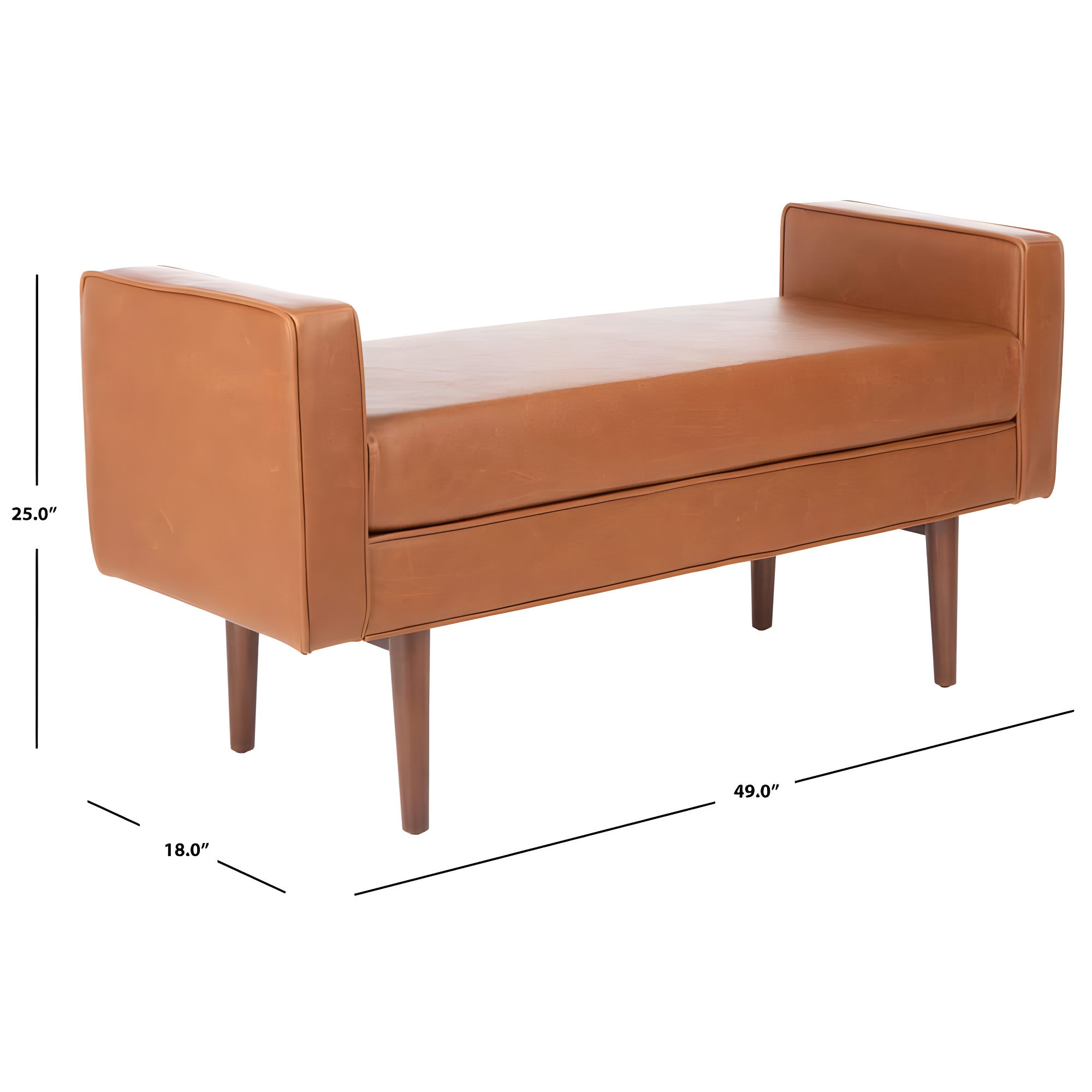 Henri Mid-Century Bench - Light Brown/Walnut - Safavieh