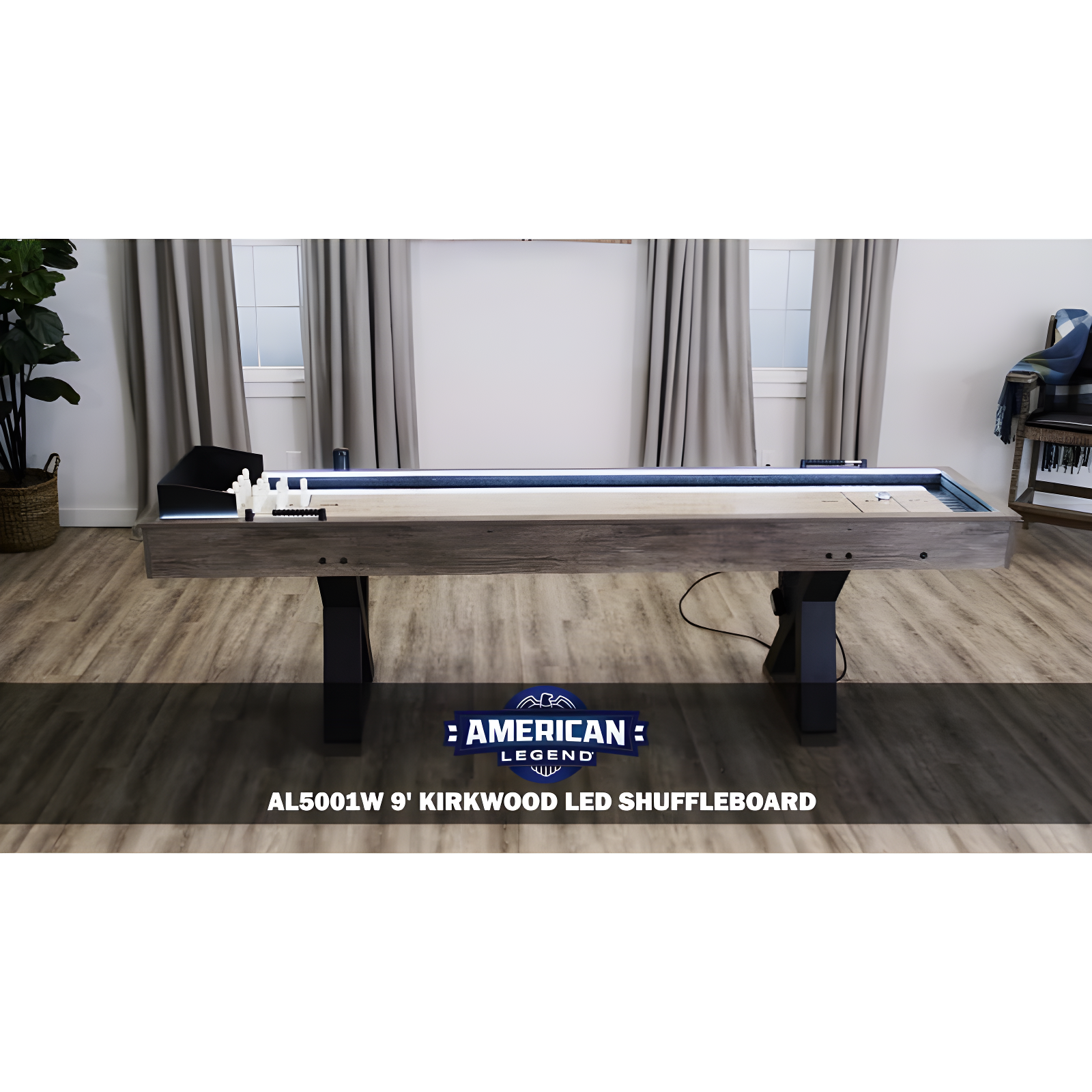 American Legend American Legend Kirkwood 9' LED Shuffleboard Table with Bonus Bowling Game