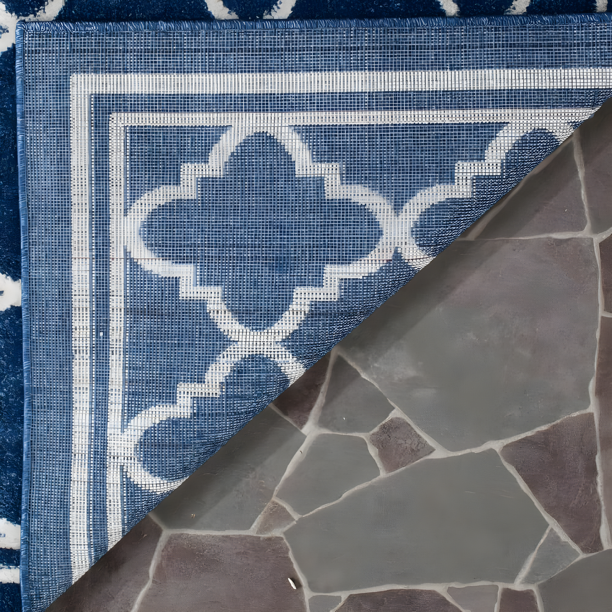 SAFAVIEH Amherst Trina Geometric Area Rug, Navy/Beige, 10' x 14'