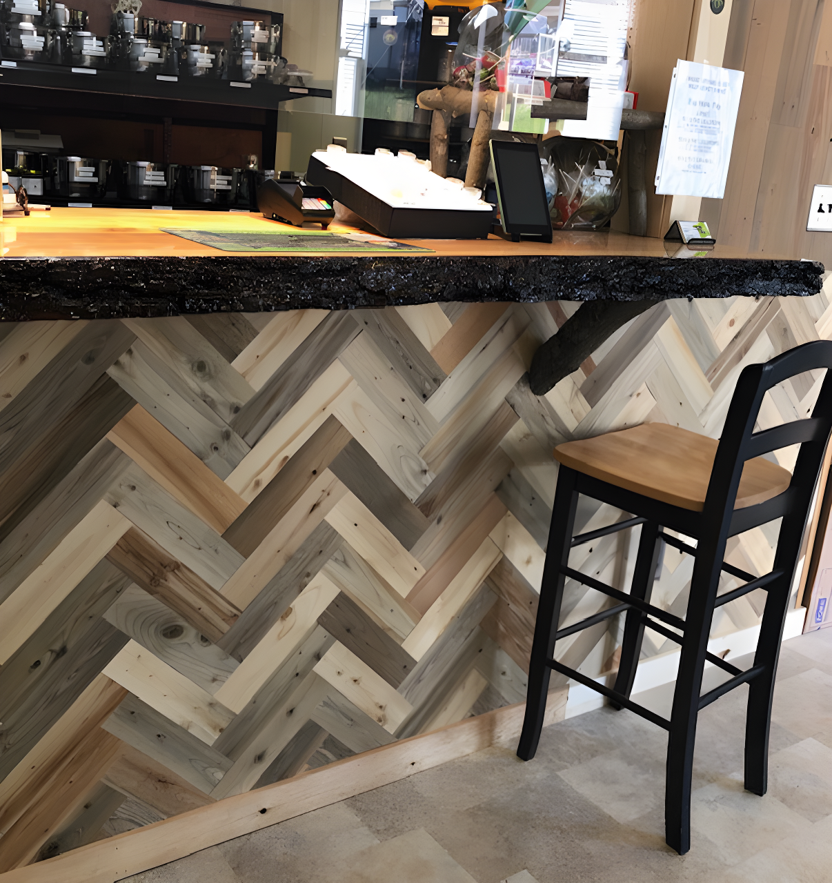 Timberchic River Reclaimed Wooden Wall planks - Simple Peel & Stick Wall Covering Application for DIY Accent Wall & Home Improvement - Premium Wall Paneling - Herringbone Pattern