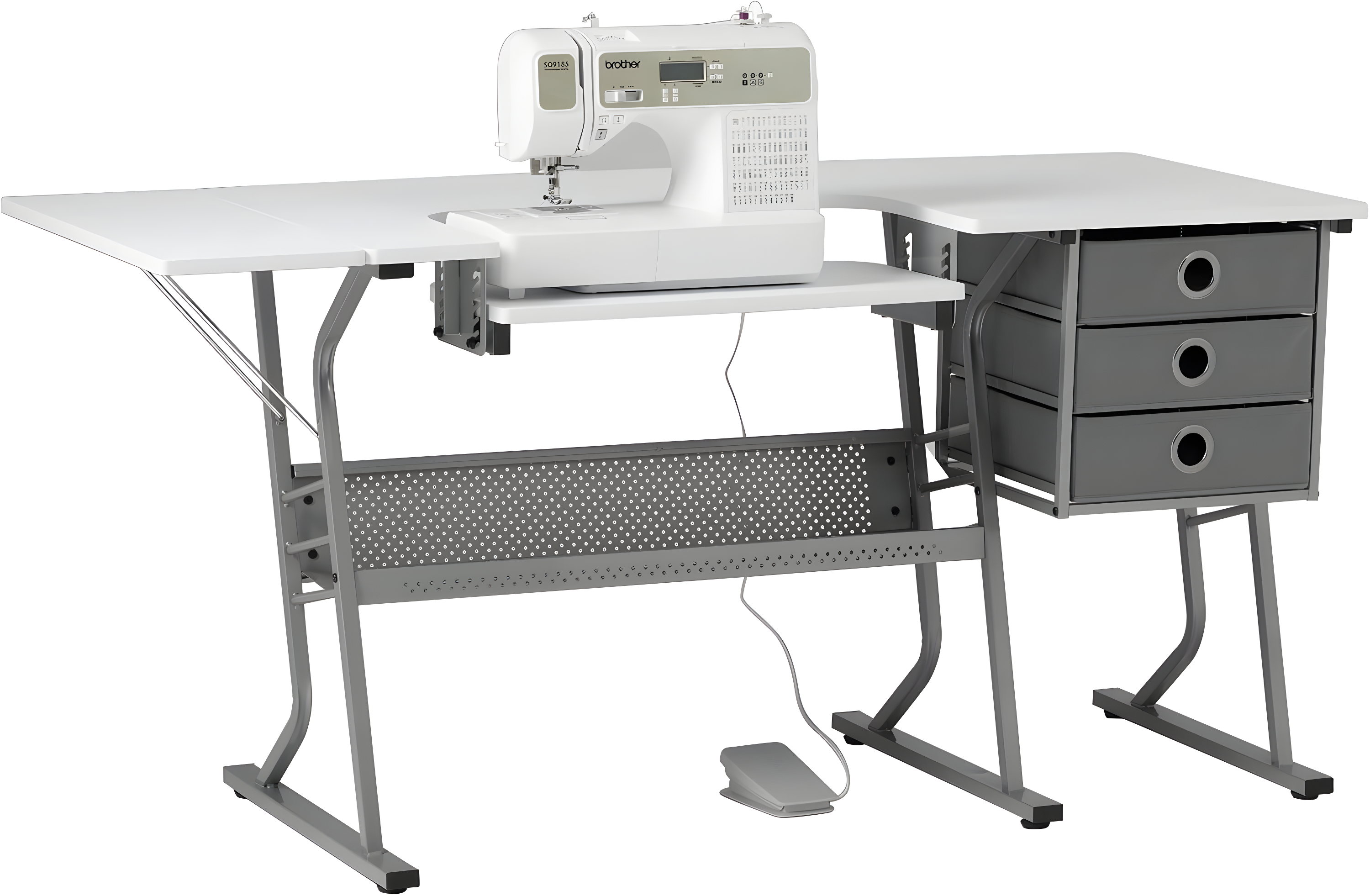 60.25'' x 23.75'' Sewing Table with Sewing Machine Platform