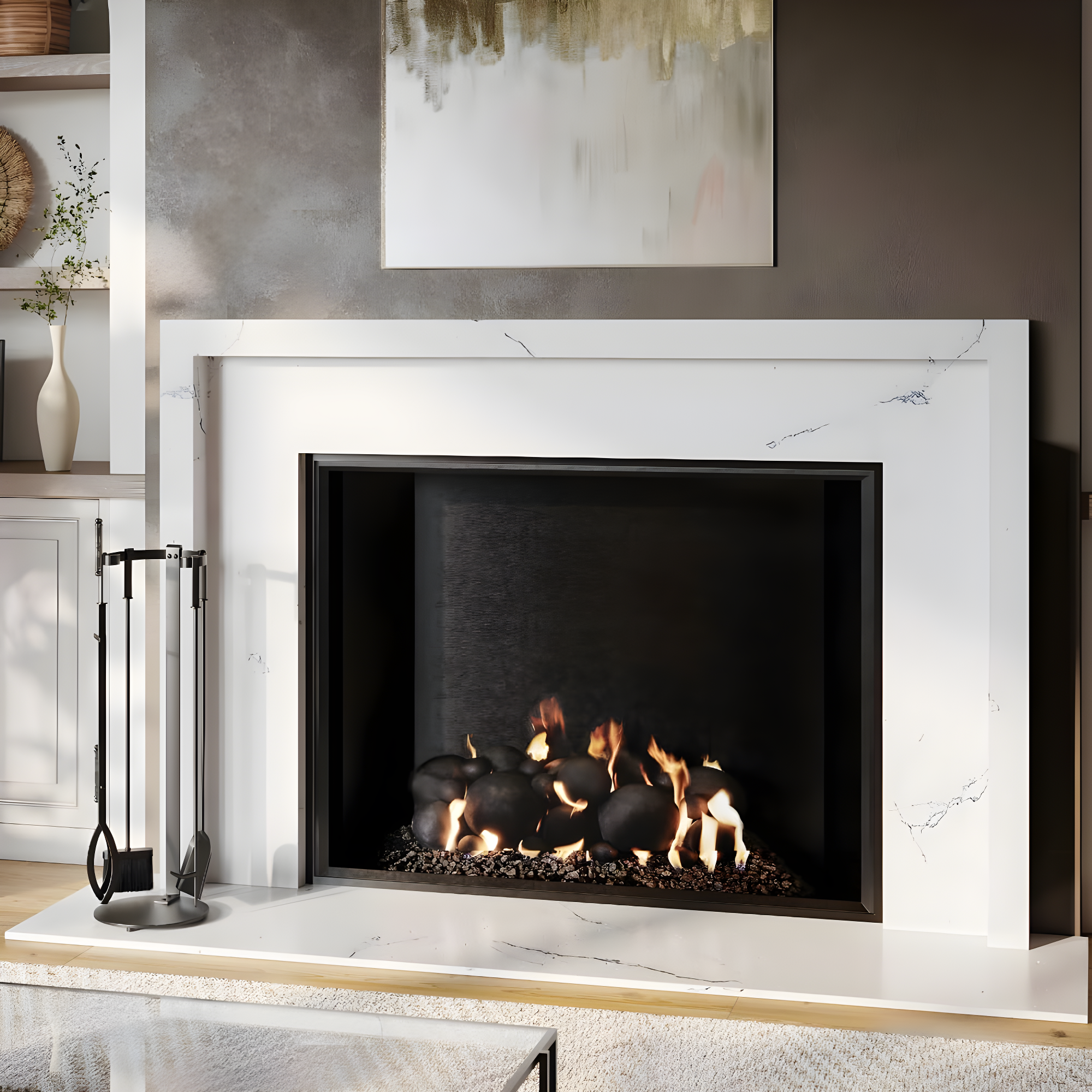 Modern Ember Modern Ember Knoll Fireplace Tool Set - Includes Brush, Shovel, Fire Poker, Tongs, and Stand - Steel