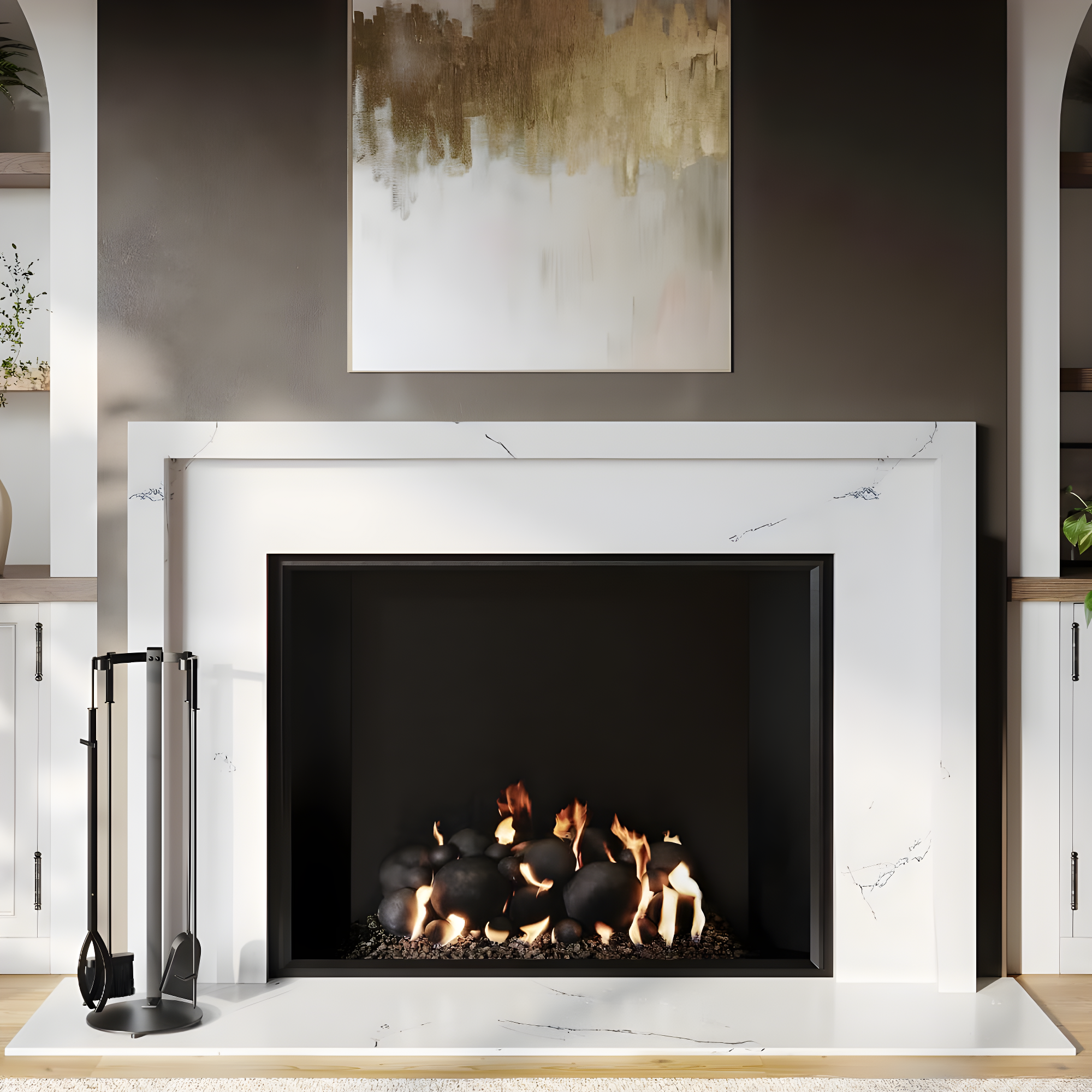 Modern Ember Modern Ember Knoll Fireplace Tool Set - Includes Brush, Shovel, Fire Poker, Tongs, and Stand - Steel