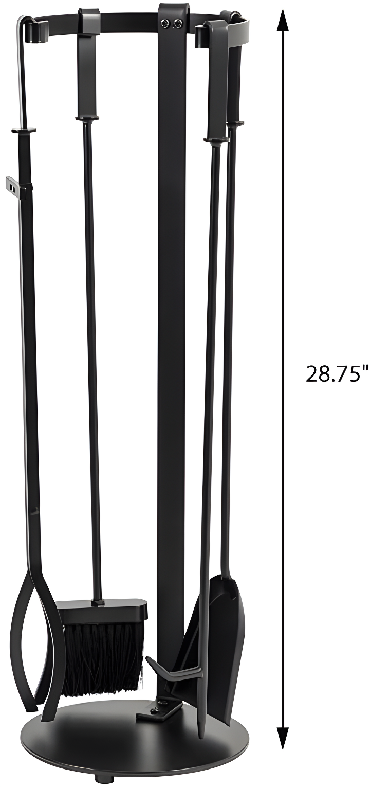 Modern Ember Modern Ember Knoll Fireplace Tool Set - Includes Brush, Shovel, Fire Poker, Tongs, and Stand - Steel