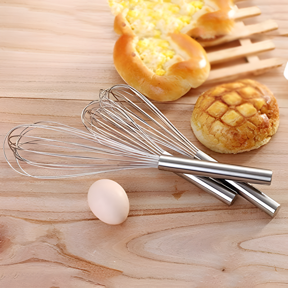 3Pcs Stainless Steel Whisks 8"+10"+12" Kitchen Whisk Set Kitchen Utensils Wire Whisk Balloon Whisk Set for Blending Whisking Beating and Stirring