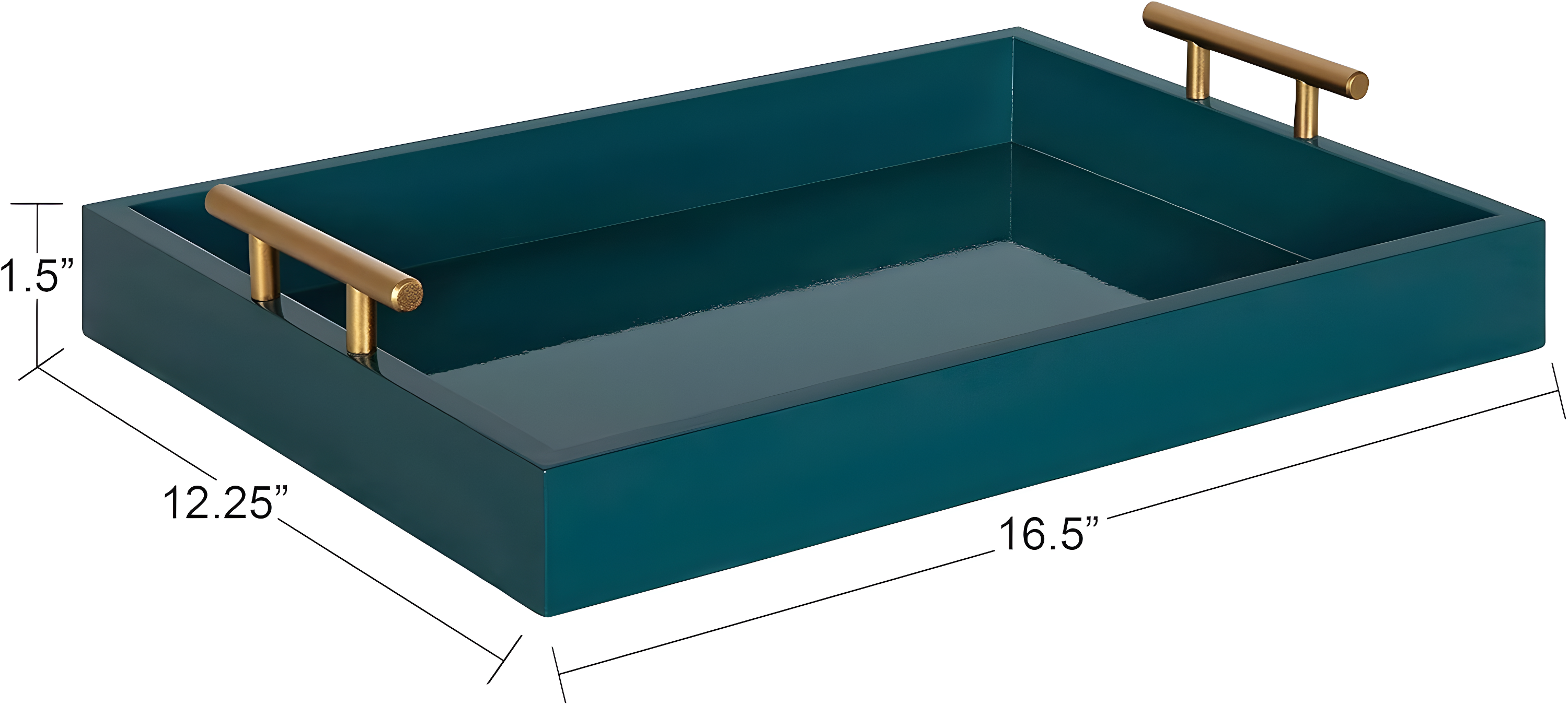 Kate and Laurel Lipton Tray, 16.5x12.25, Teal and Gold