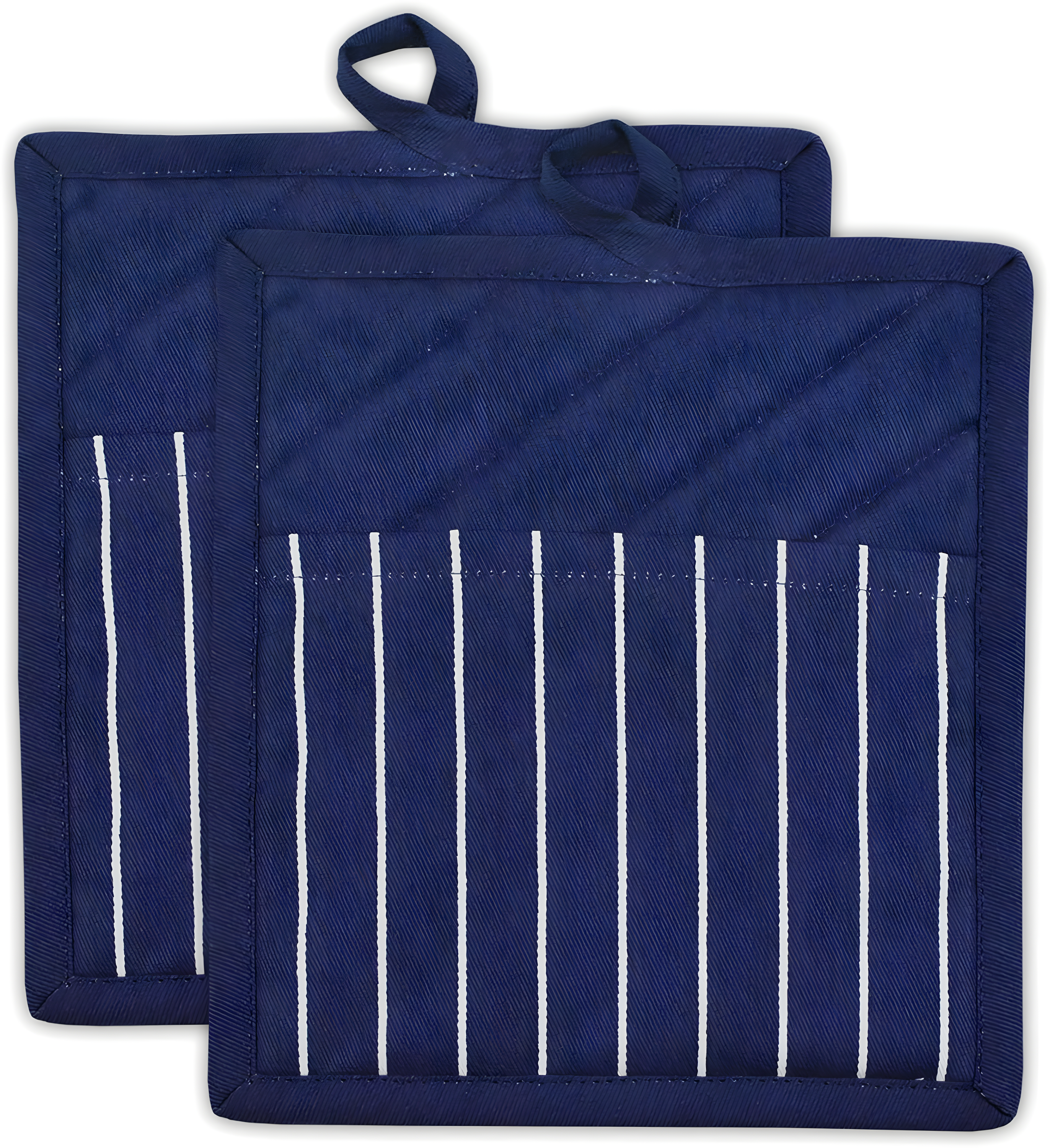 2pk Cotton Striped Chef Pot Holders Blue - Design Imports: Hot Pads Kitchen Textiles, Machine Washable, 8"x9"