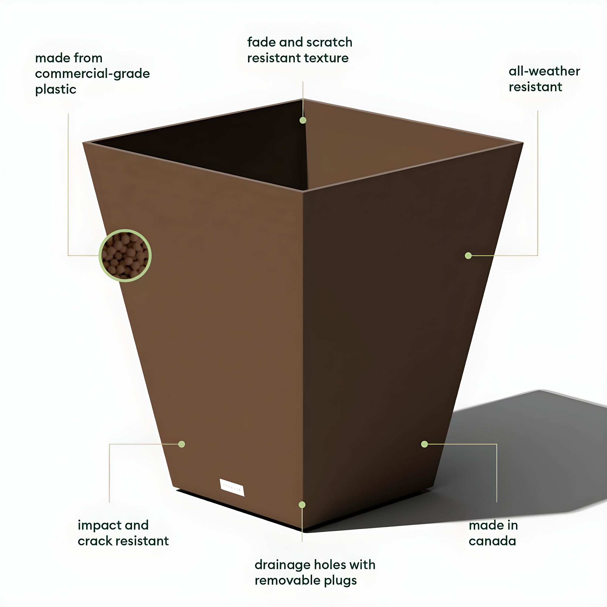 Veradek Pure Series Nobleton 22" Planter (Espresso, 22 inch)