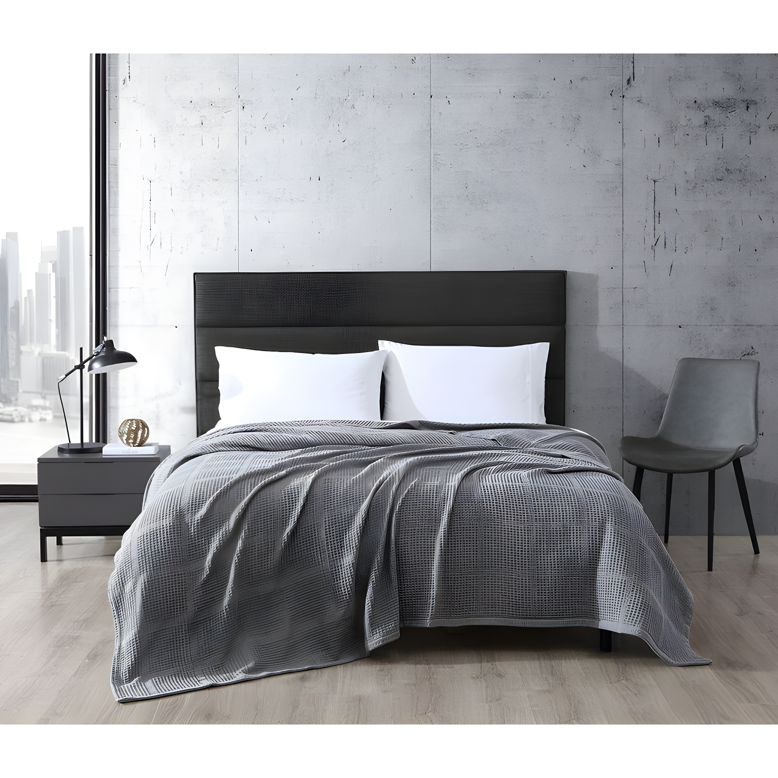 Kenneth Cole Kenneth Cole Waffle Grid Solid Cotton Blanket