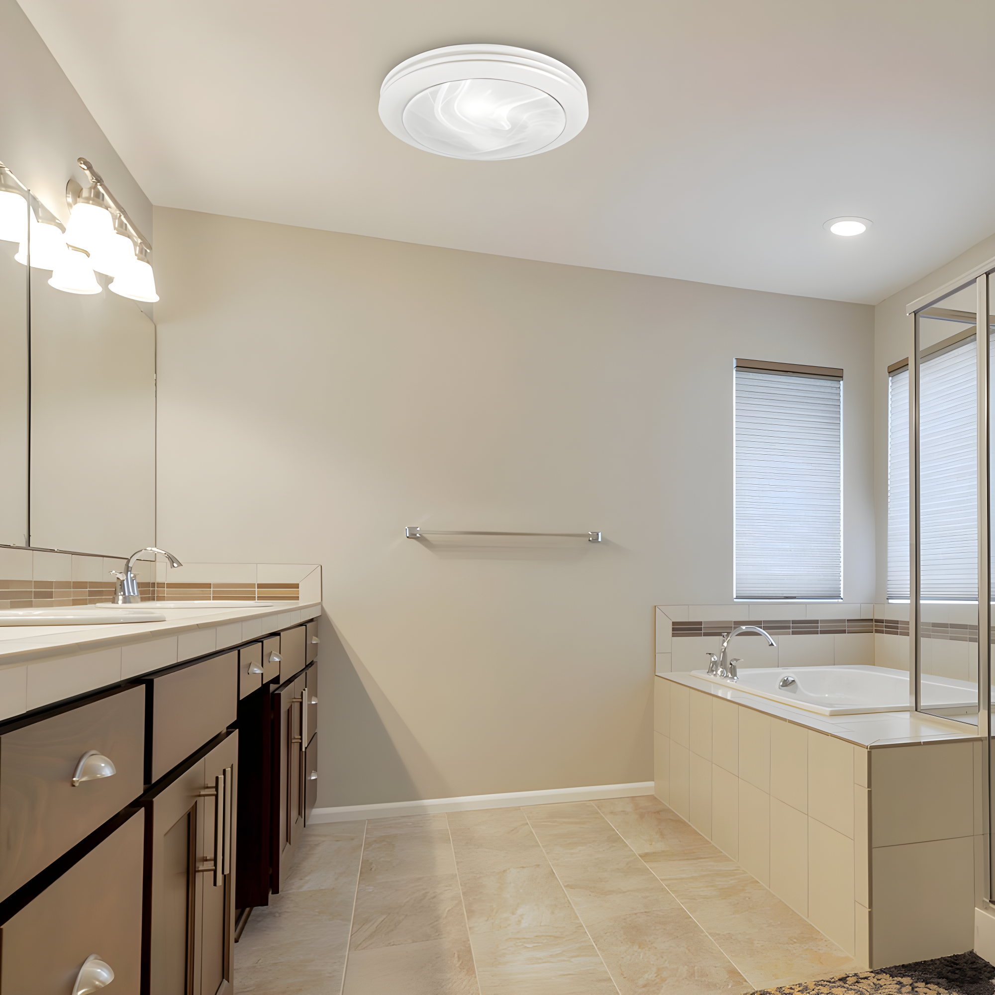 Akicon AK1480-SW 80 CFM Bathroom Fan with LED Light Round Ceiling Exhaust Ventilation Fan