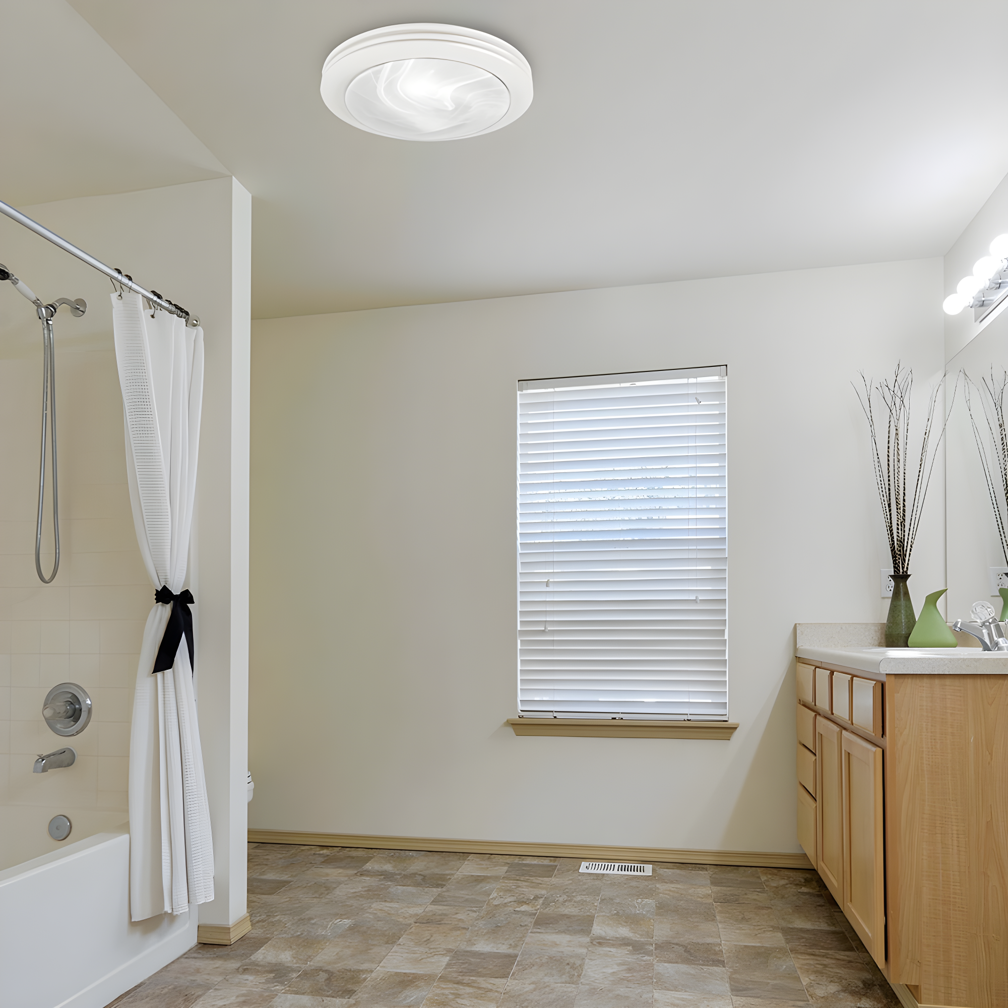 Akicon AK1480-SW 80 CFM Bathroom Fan with LED Light Round Ceiling Exhaust Ventilation Fan