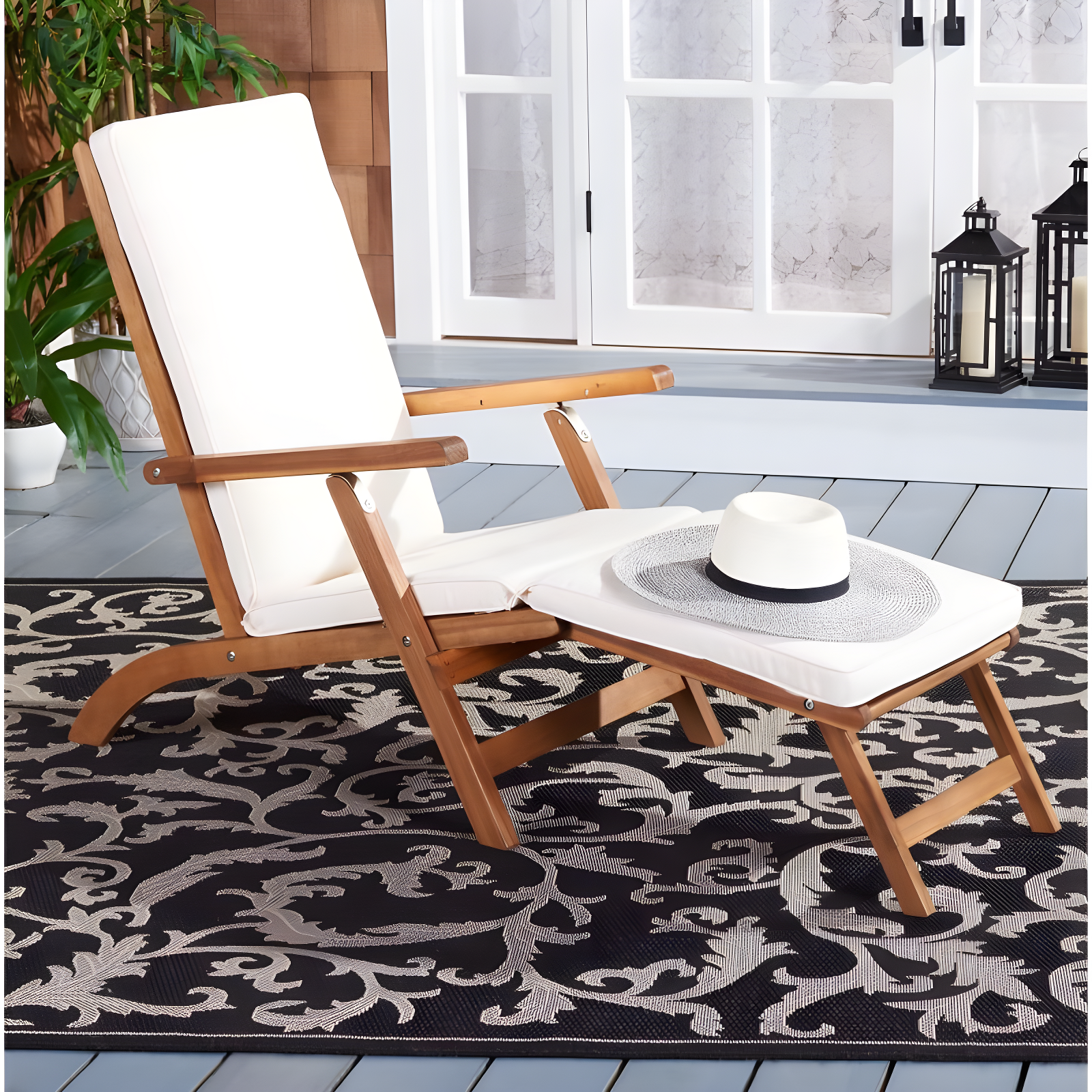 Palmdale Lounge Chair - Outdoor - PAT7015 - Natural/Beige -Safavieh