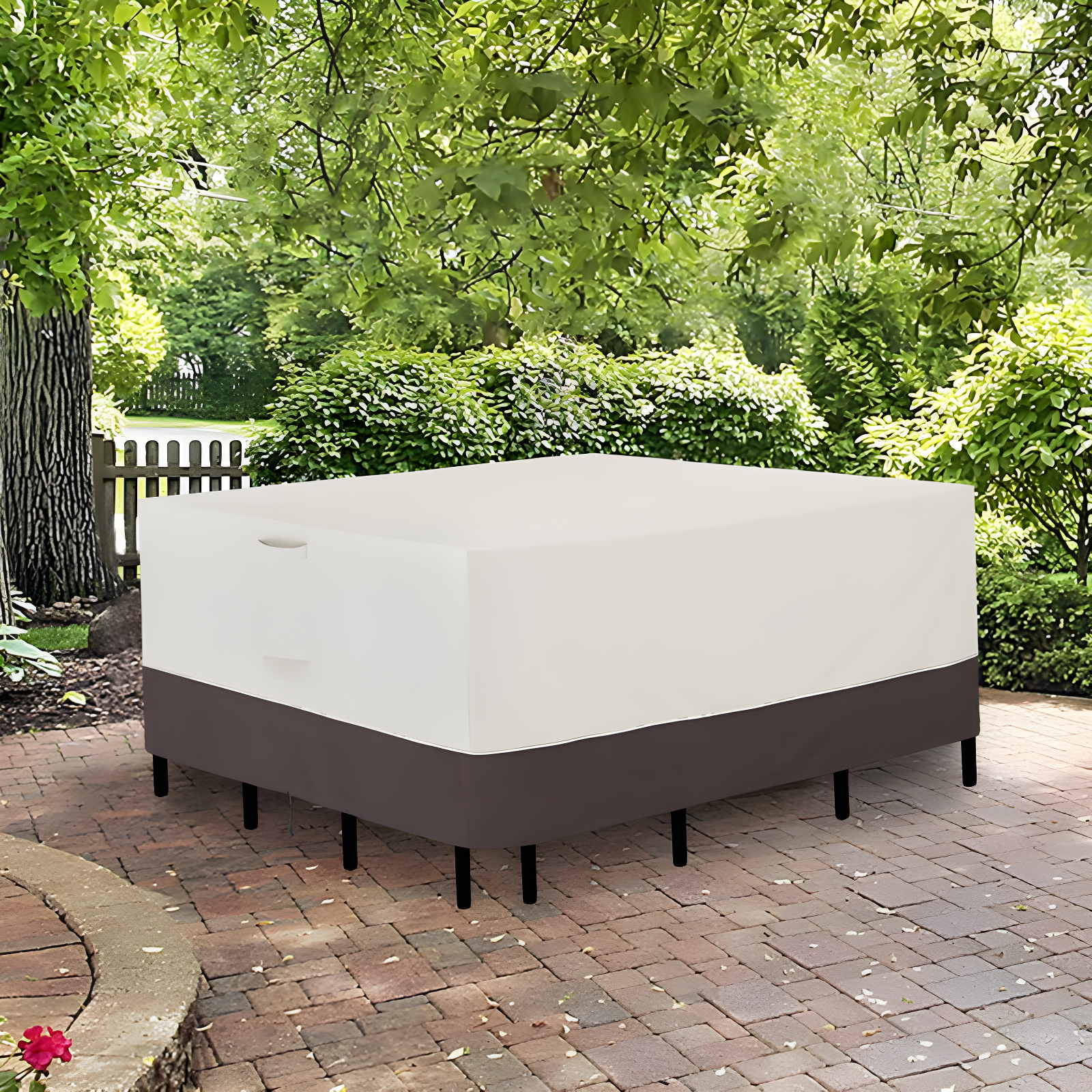 Arlmont & Co. Patio Furniture Cover 76"X76" Square Outdoor Table And Chair Set Covers Waterproof UV Resistant Outdoor Sectional Sofa Set Covers, Beige/Brown