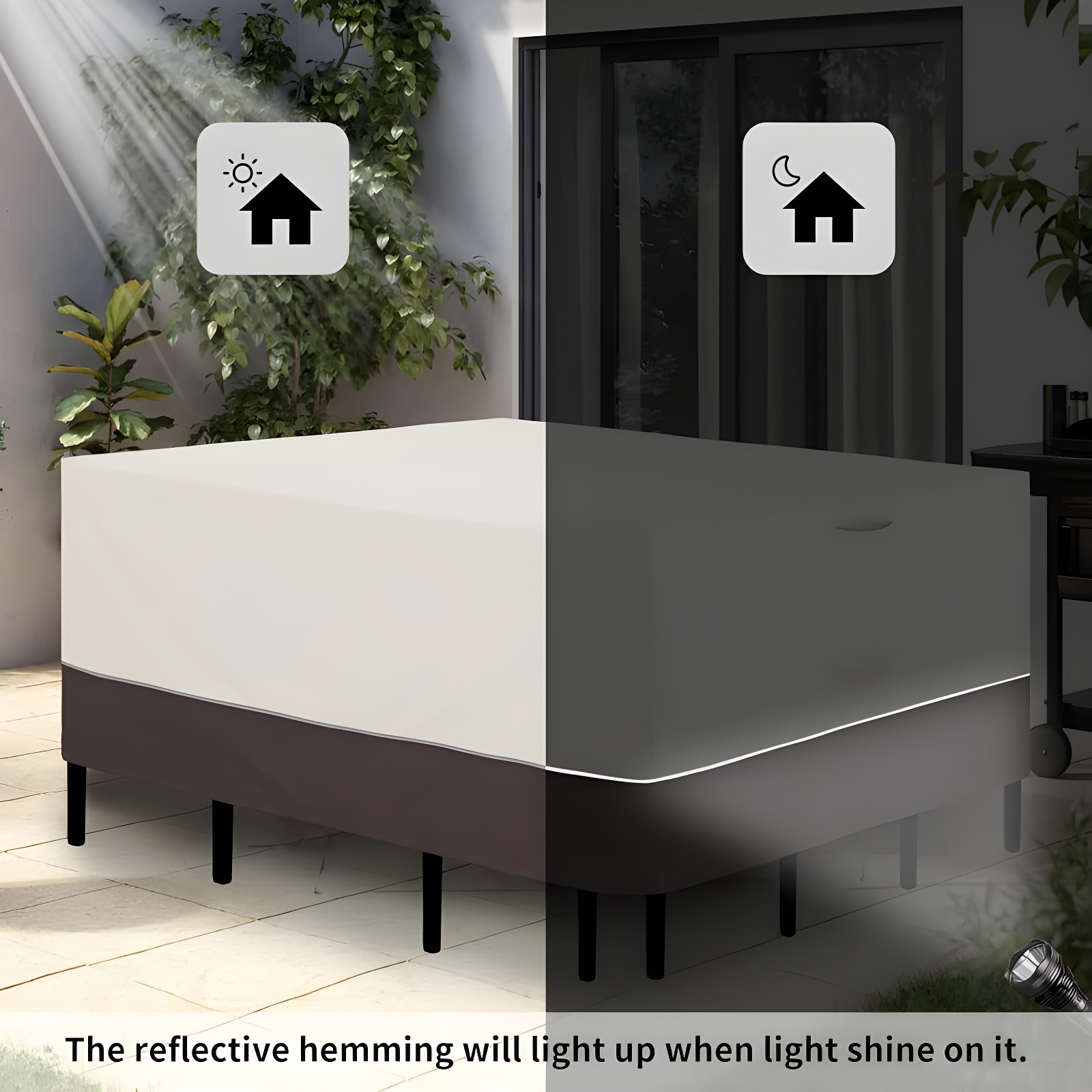 Arlmont & Co. Patio Furniture Cover 76"X76" Square Outdoor Table And Chair Set Covers Waterproof UV Resistant Outdoor Sectional Sofa Set Covers, Beige/Brown