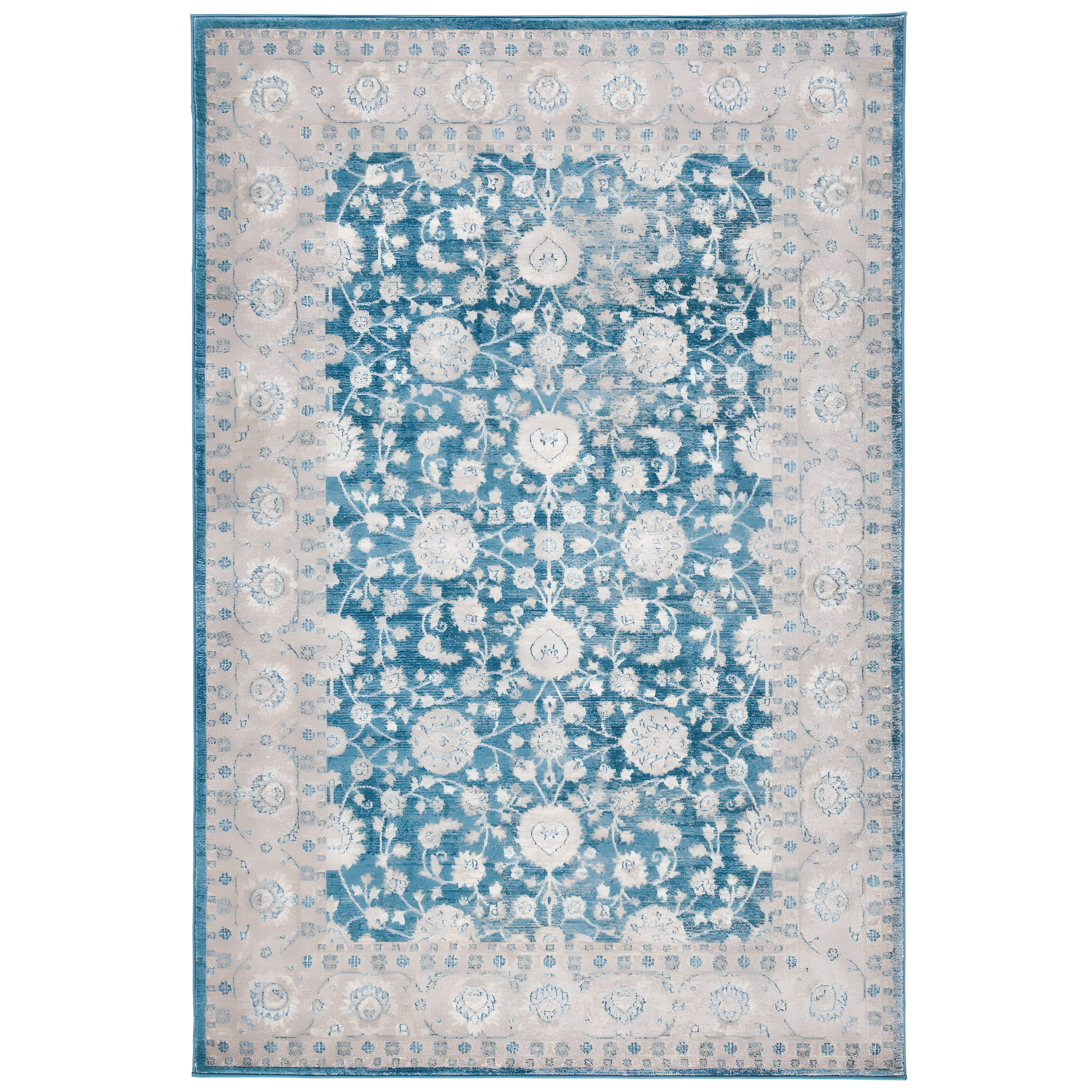 Sofia SOF330 Power Loomed Area Rug - Blue/Beige - 3'x5' - Safavieh.