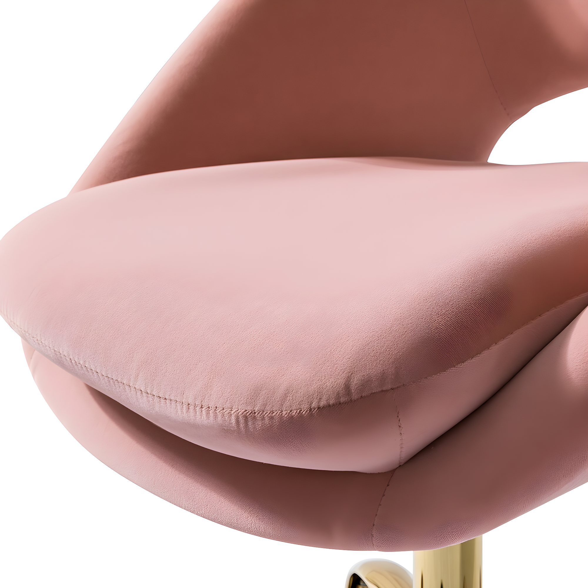 HULALA HOME Ramona Modern Velvet Height Adjustable 360 Swivel Task Chair with Metal Base by  Pink